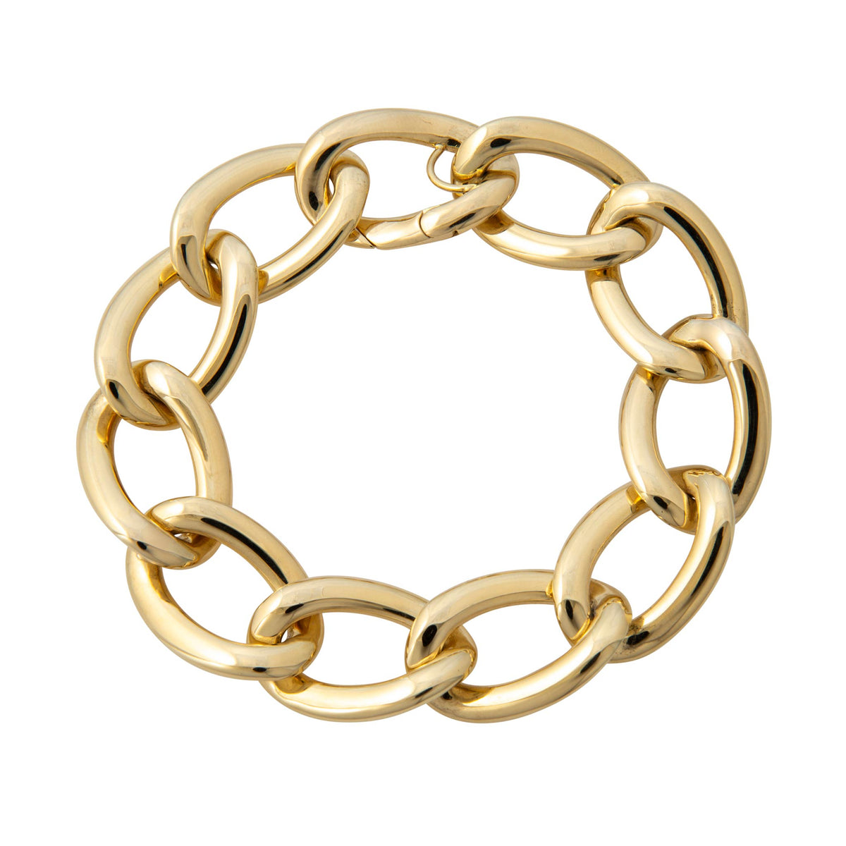 14K Yellow Gold Italian Twisted Oval Link Bracelet 8"