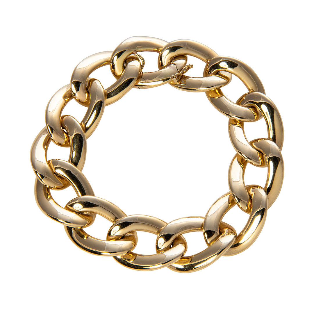 18K Yellow Gold Oval Curb Link Bracelet