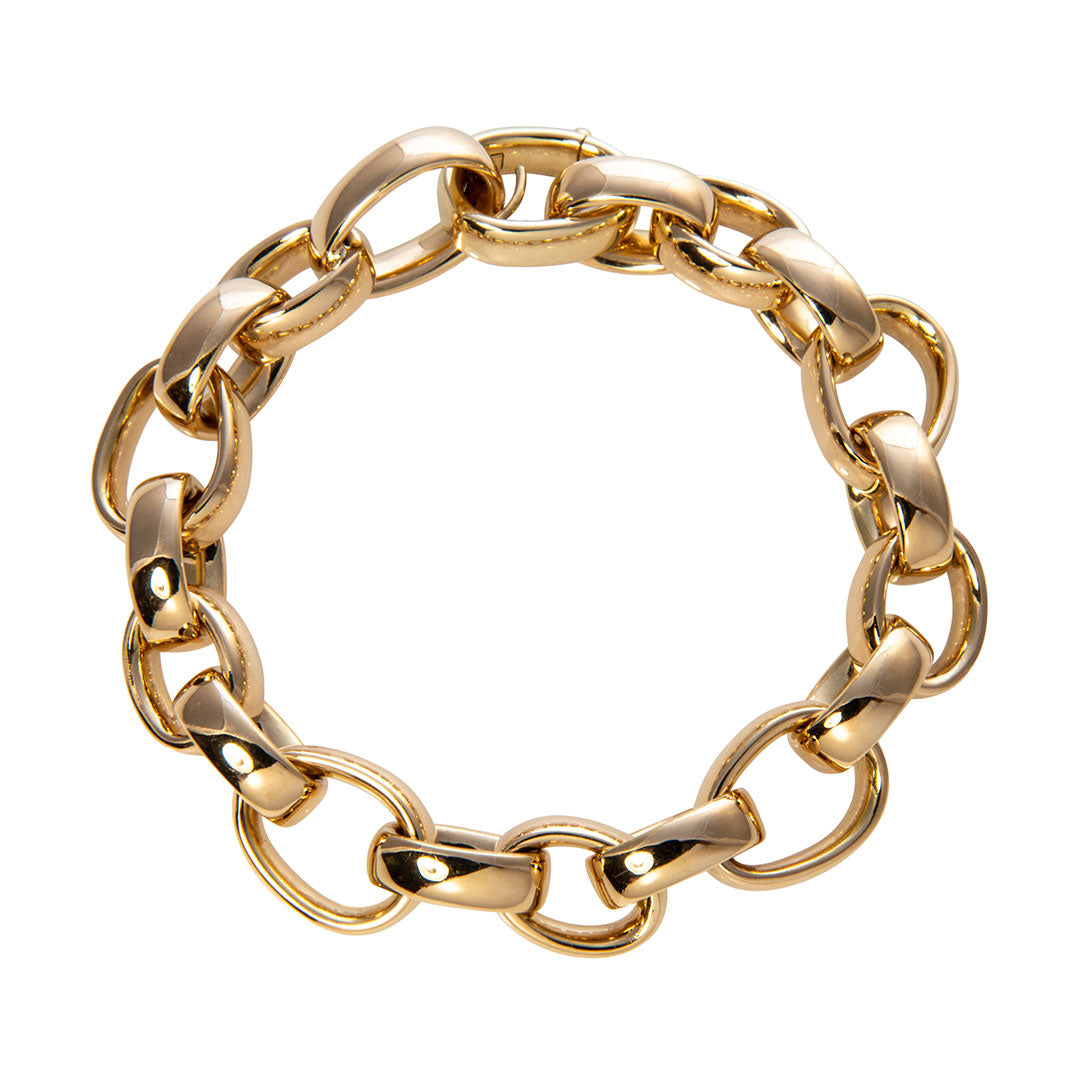 18K Yellow Gold Mixed Oval Link Bracelet
