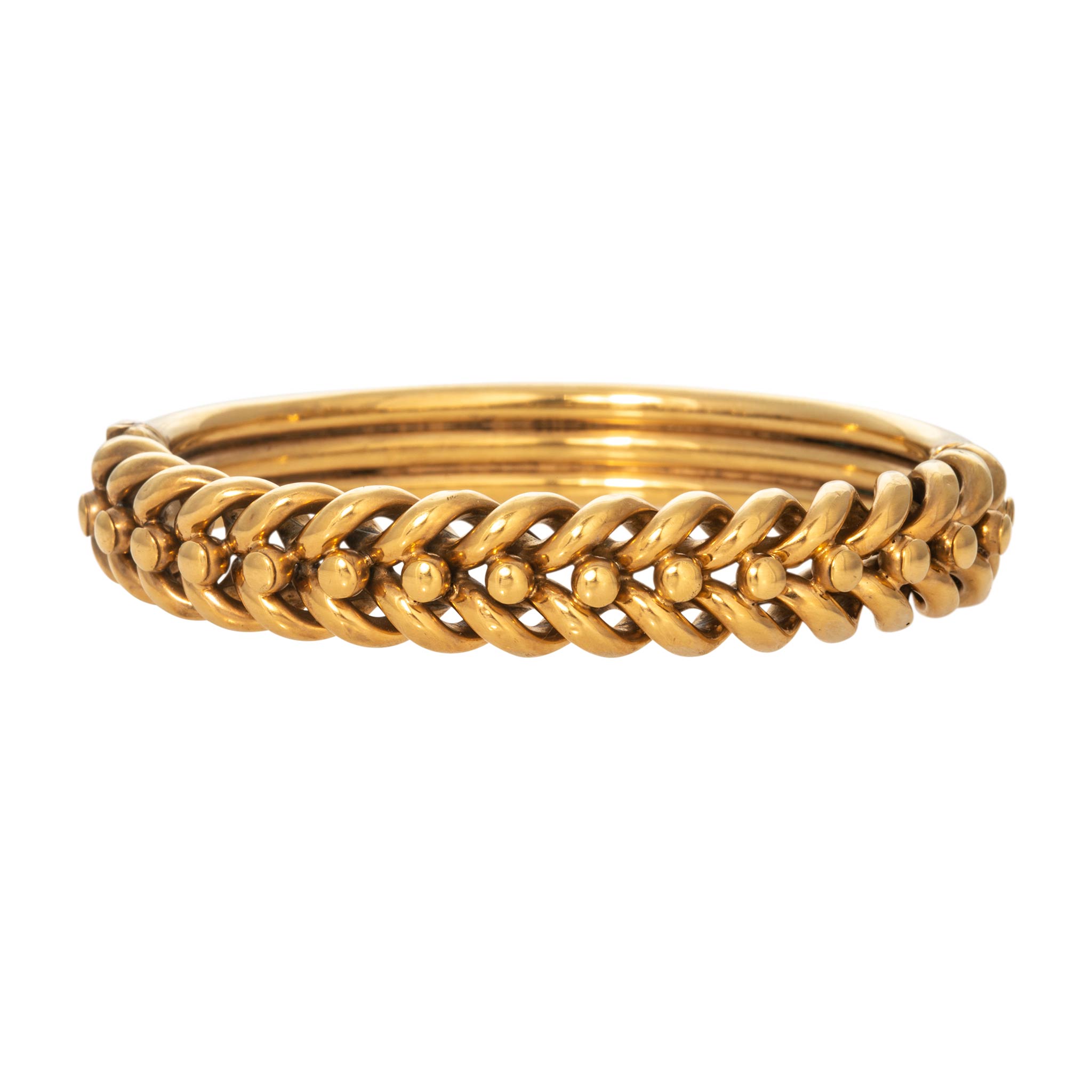 Victorian Style 14K Yellow Gold Braided Bangle