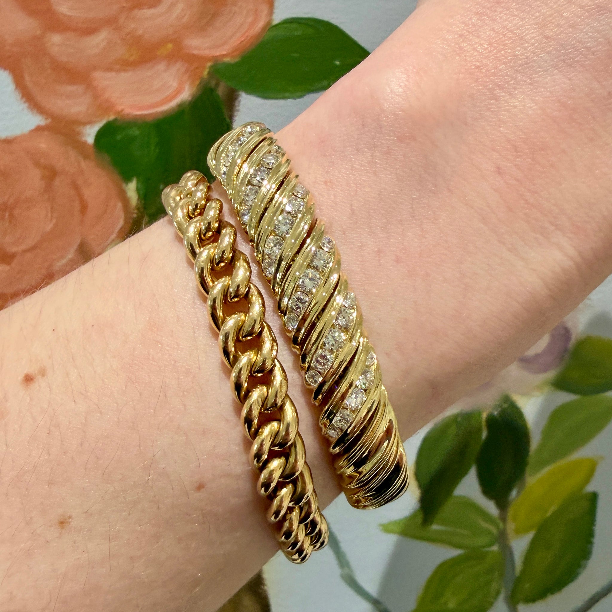 Estate 18K Yellow Gold Curb Link Bracelet