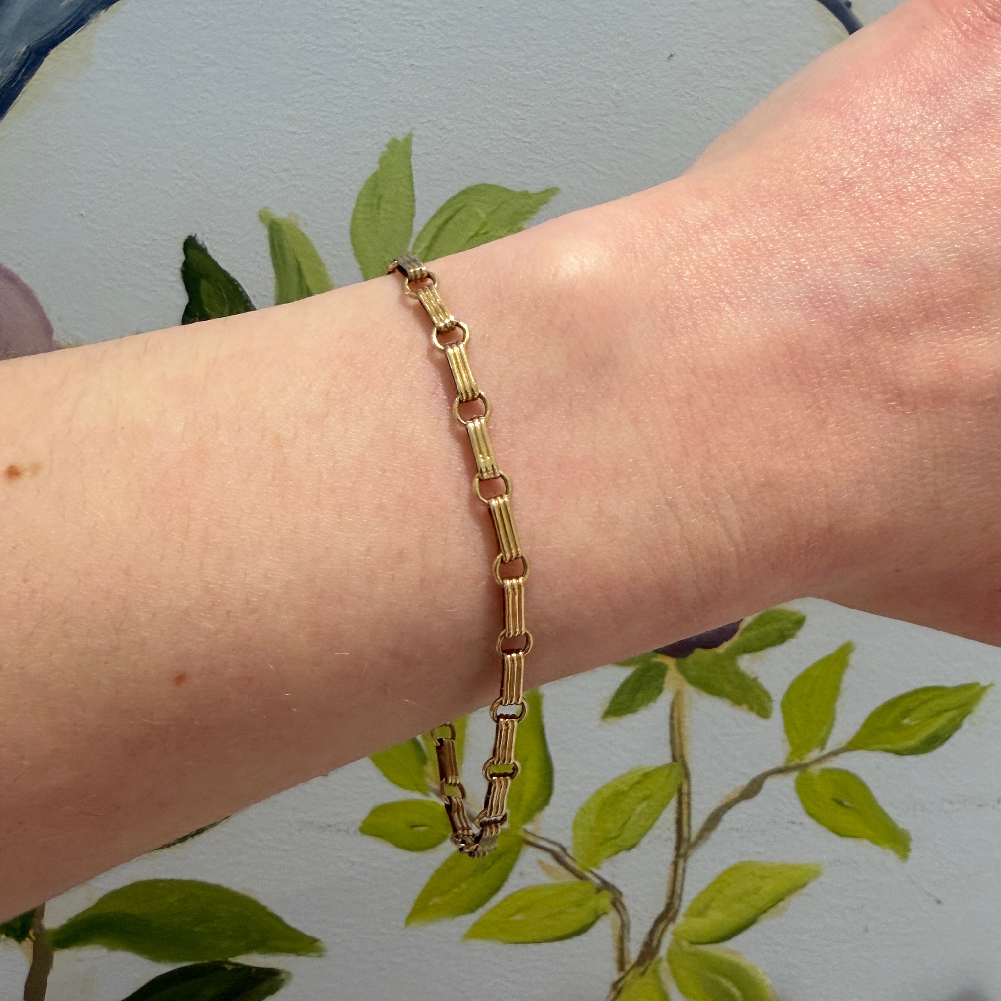Estate 14K Yellow Gold Ribbed Link Bracelet