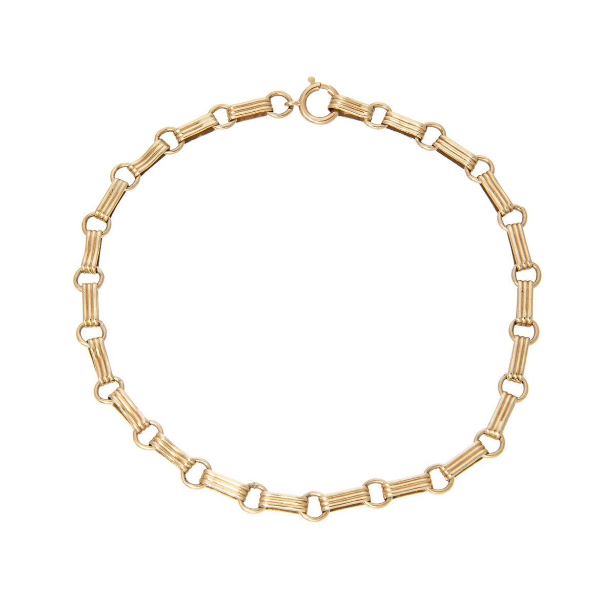 Estate 14K Yellow Gold Ribbed Link Bracelet