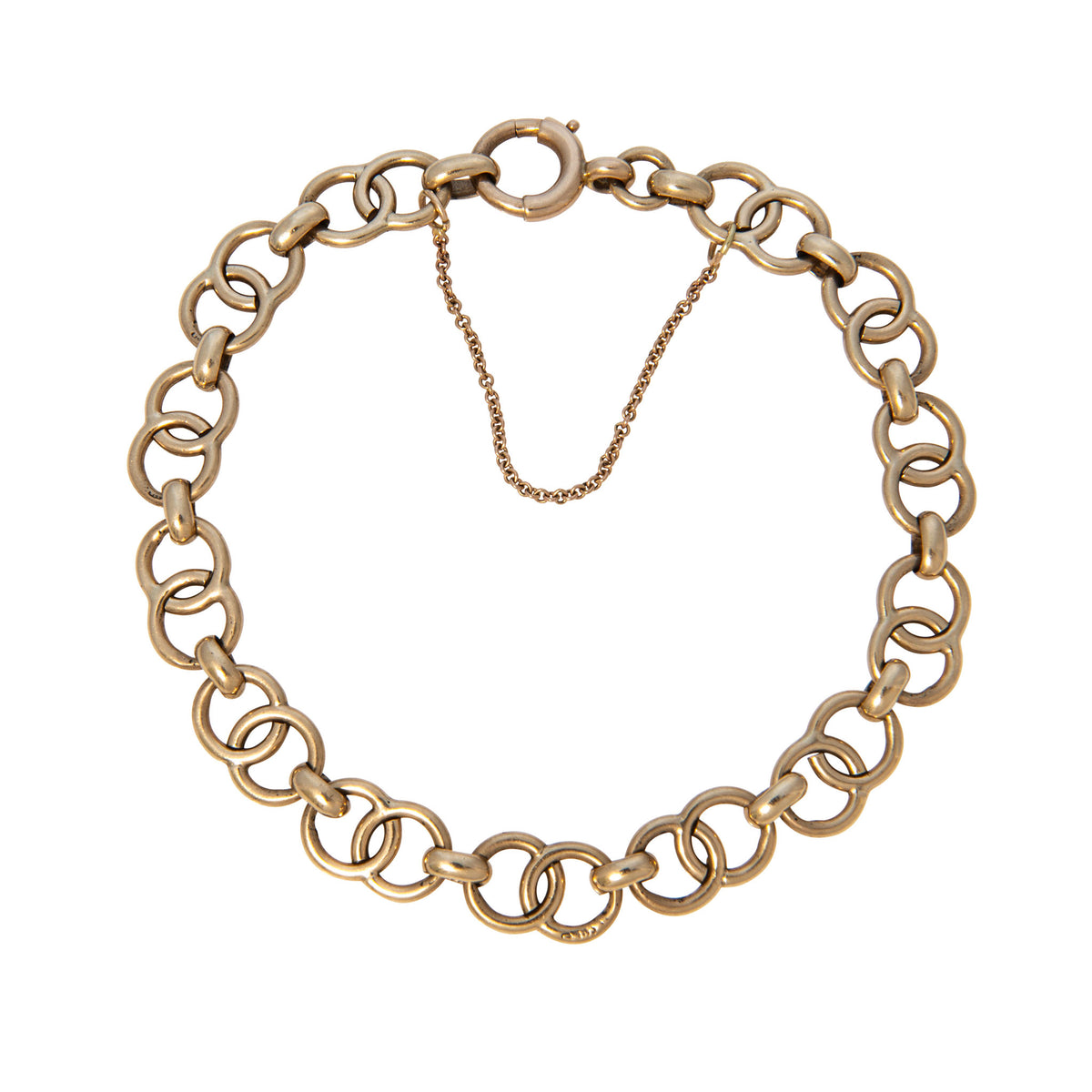 Vintage 9K Gold Interlocked Circle Link Bracelet 8"