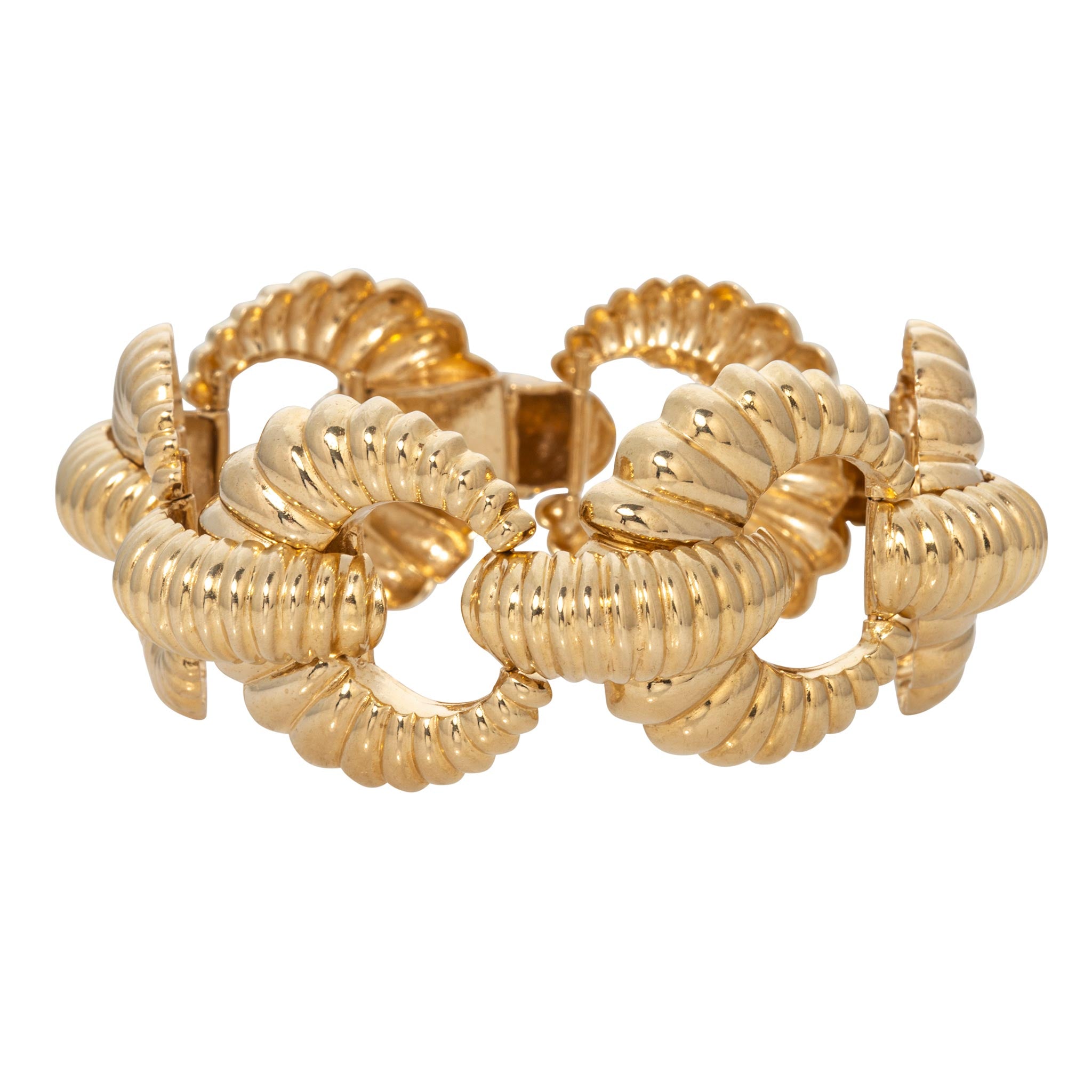 Vintage 14K Yellow Gold Retro Shrimp Link Bracelet