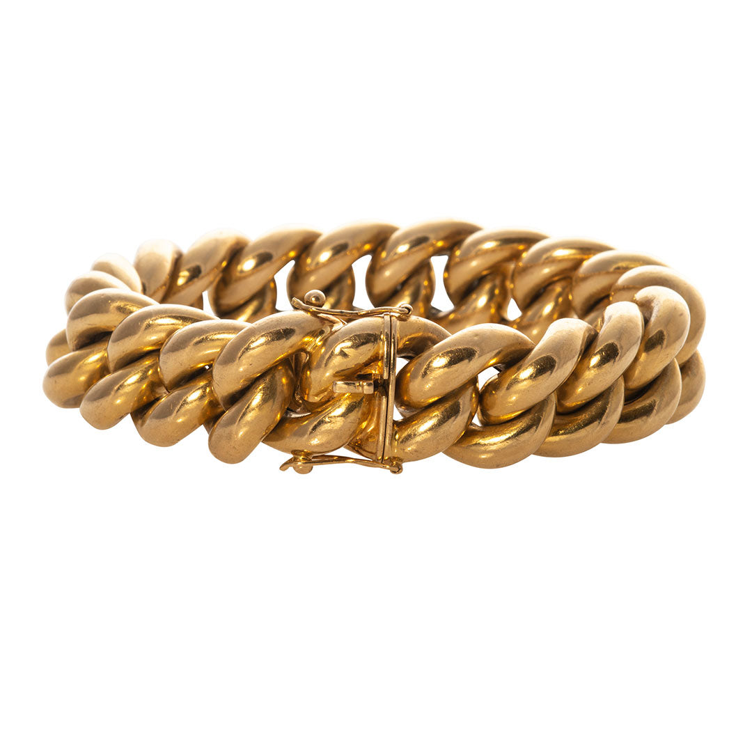 Estate 18K Yellow Gold Curb Link Bracelet