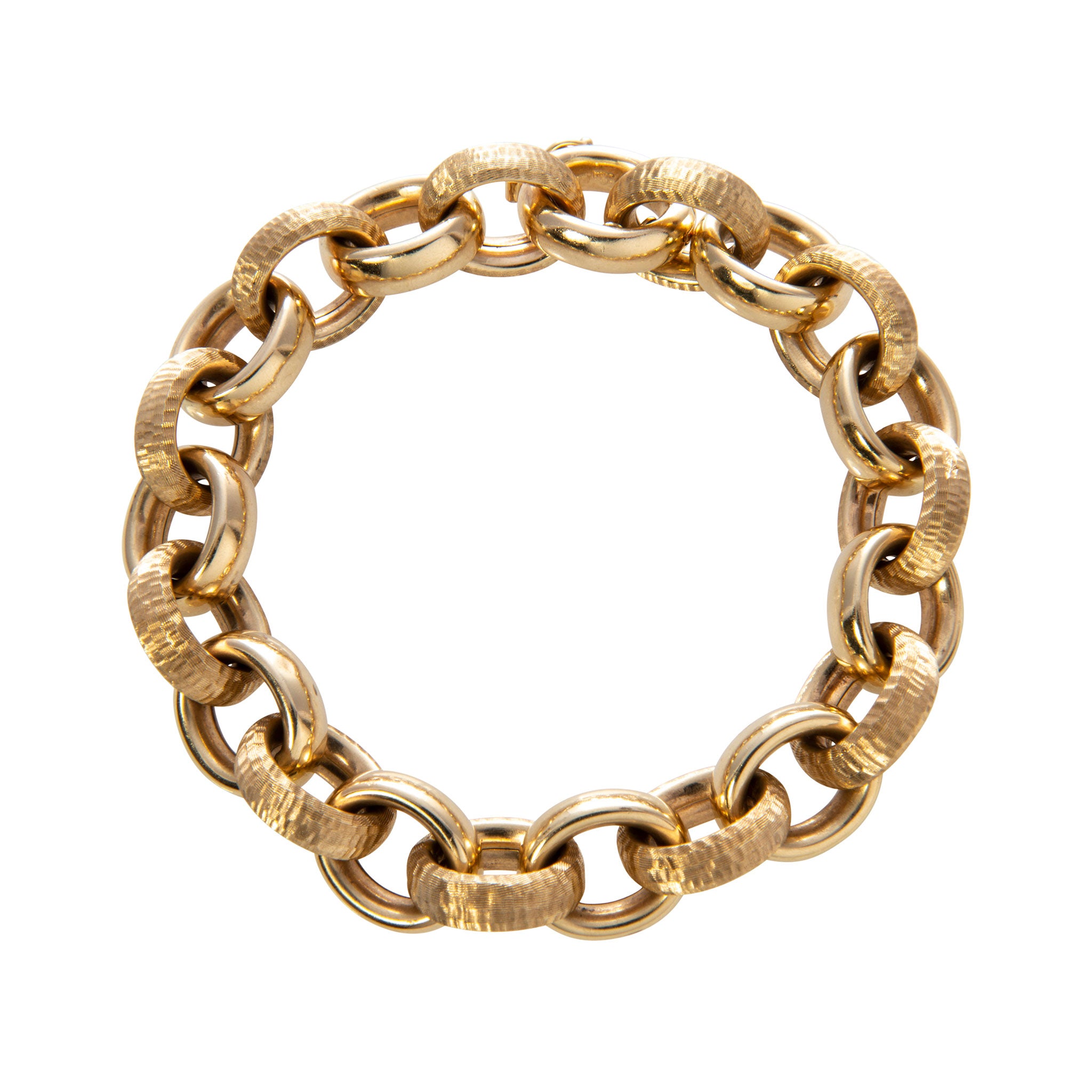 Estate Italian 14K Gold Alternating Oval Link Bracelet