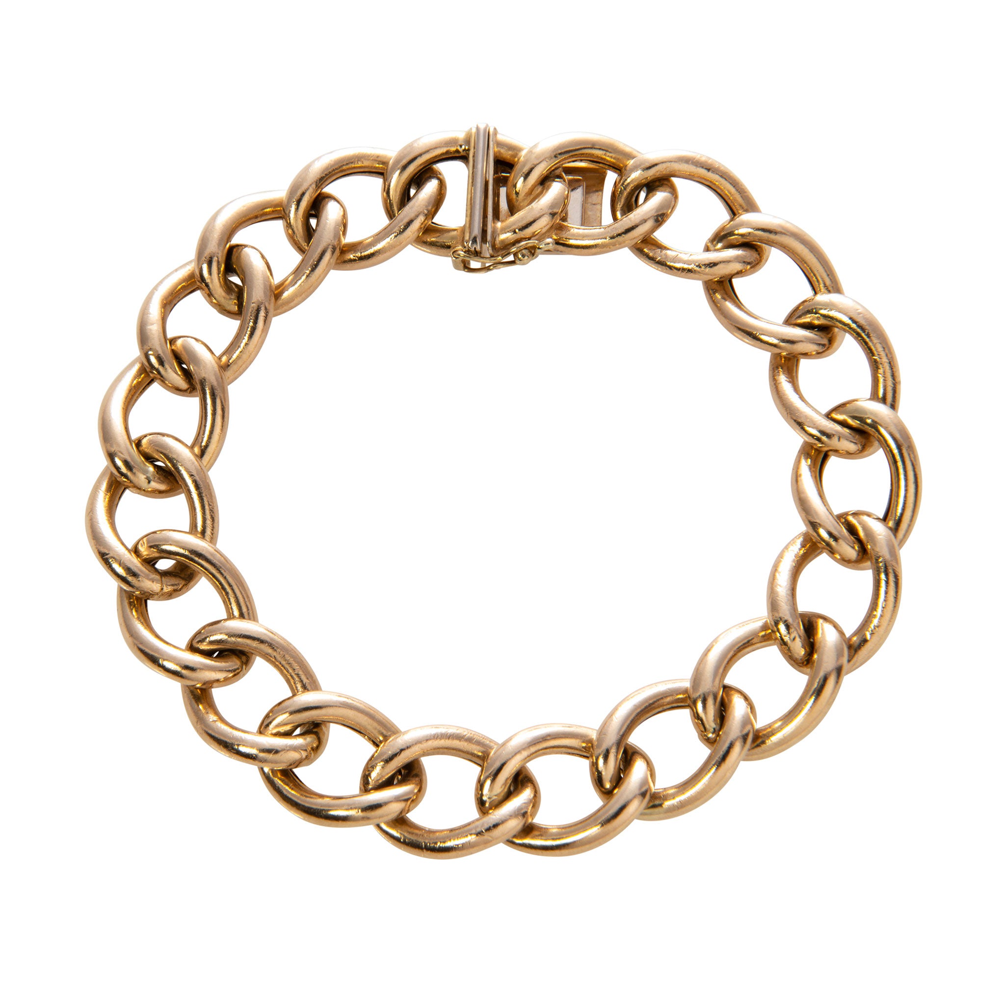 Estate Italian 14K Gold Oval Curb Link Bracelet