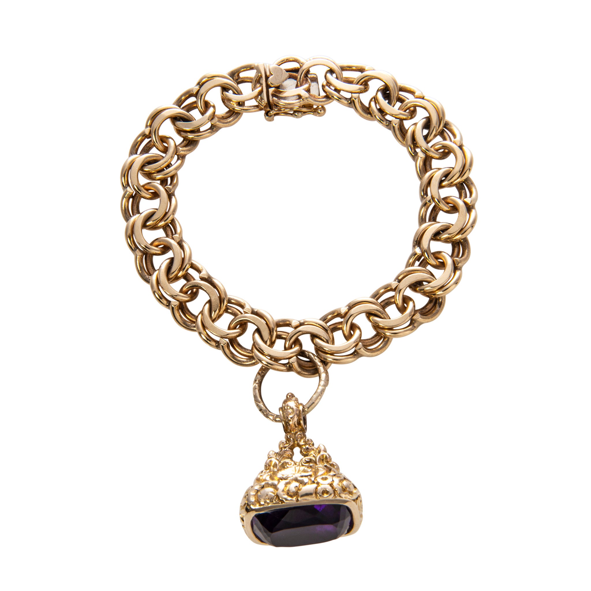 Estate 14K Gold Fob Charm Bracelet