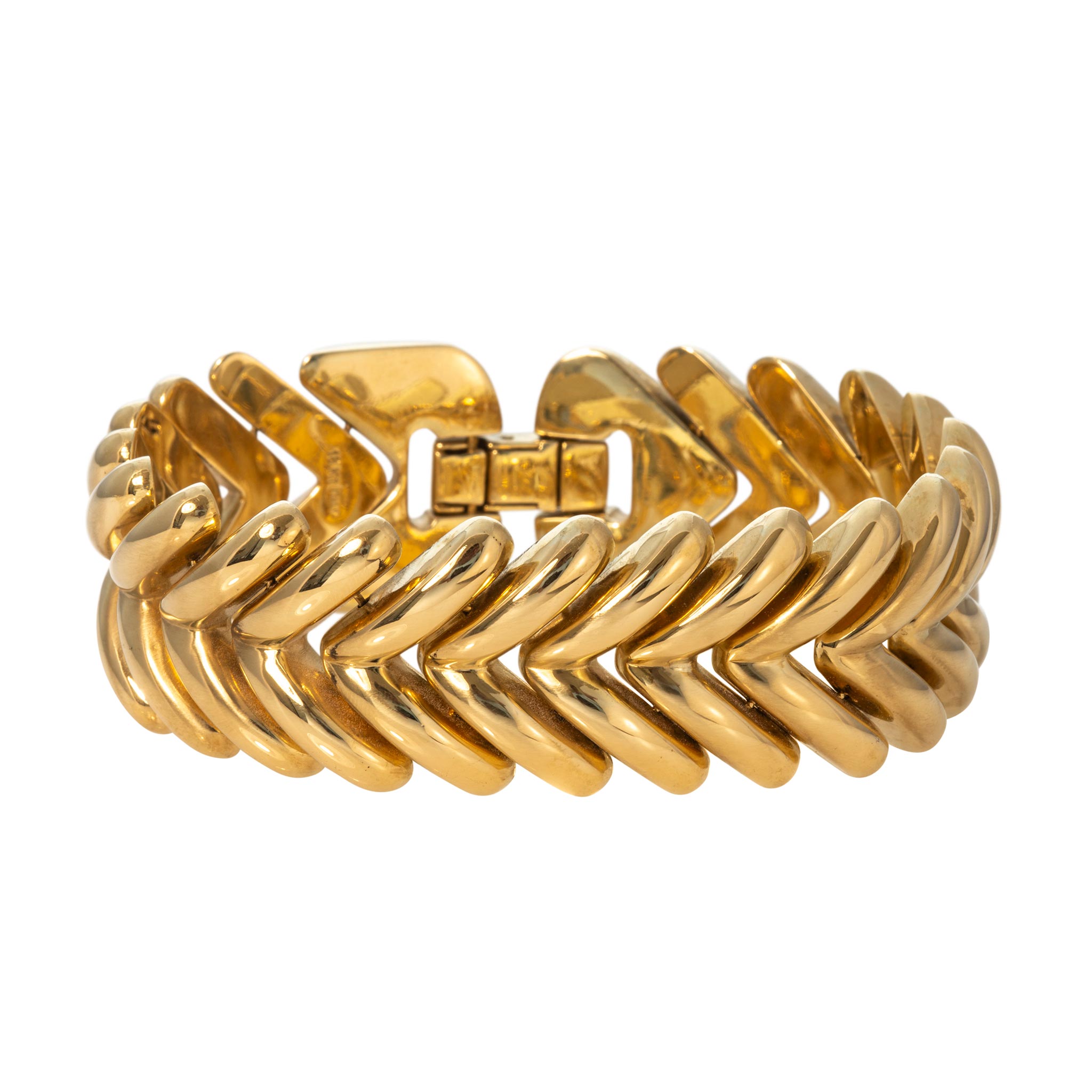 Vintage Italian 18K Yellow Gold V Link Bracelet