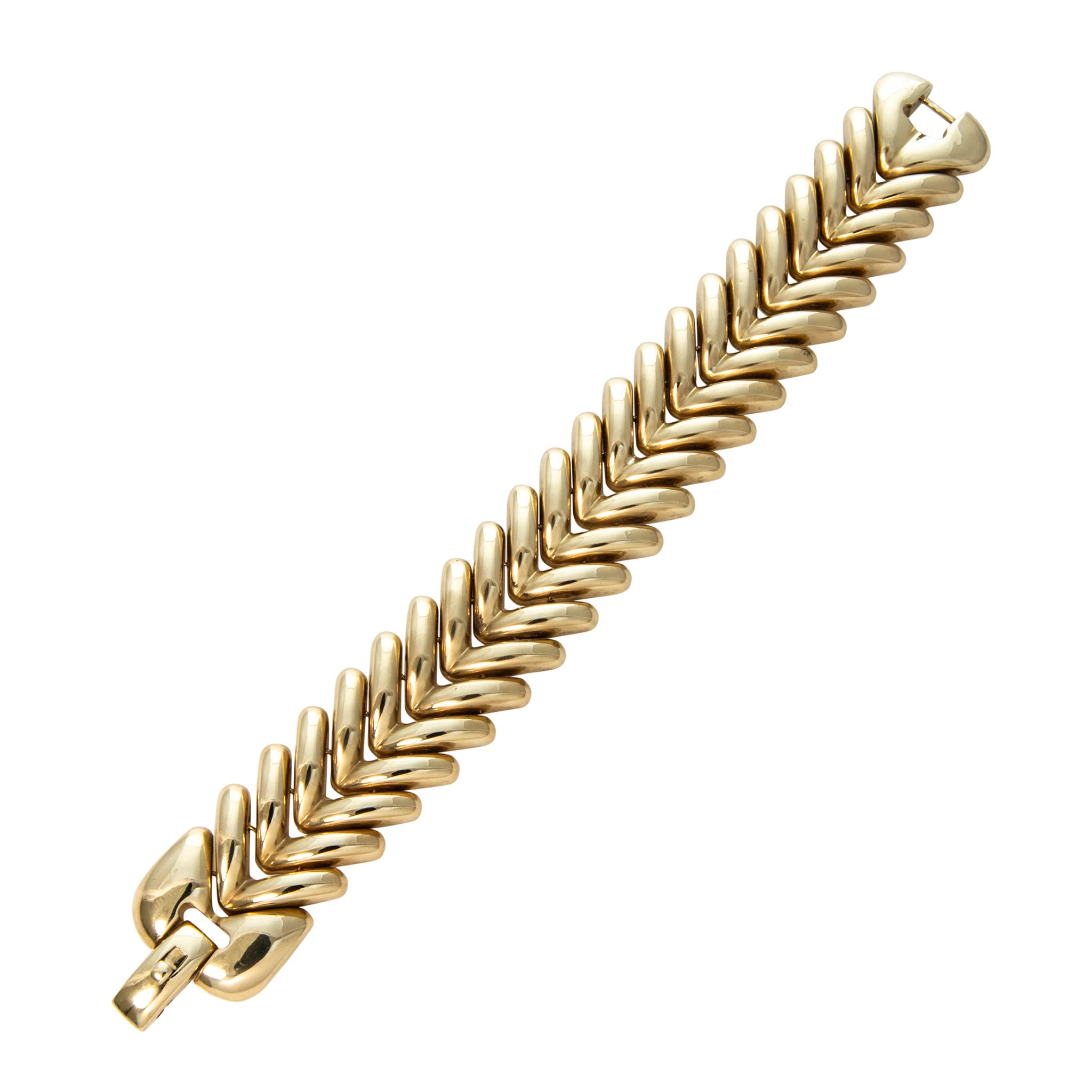 Vintage Italian 18K Yellow Gold V Link Bracelet