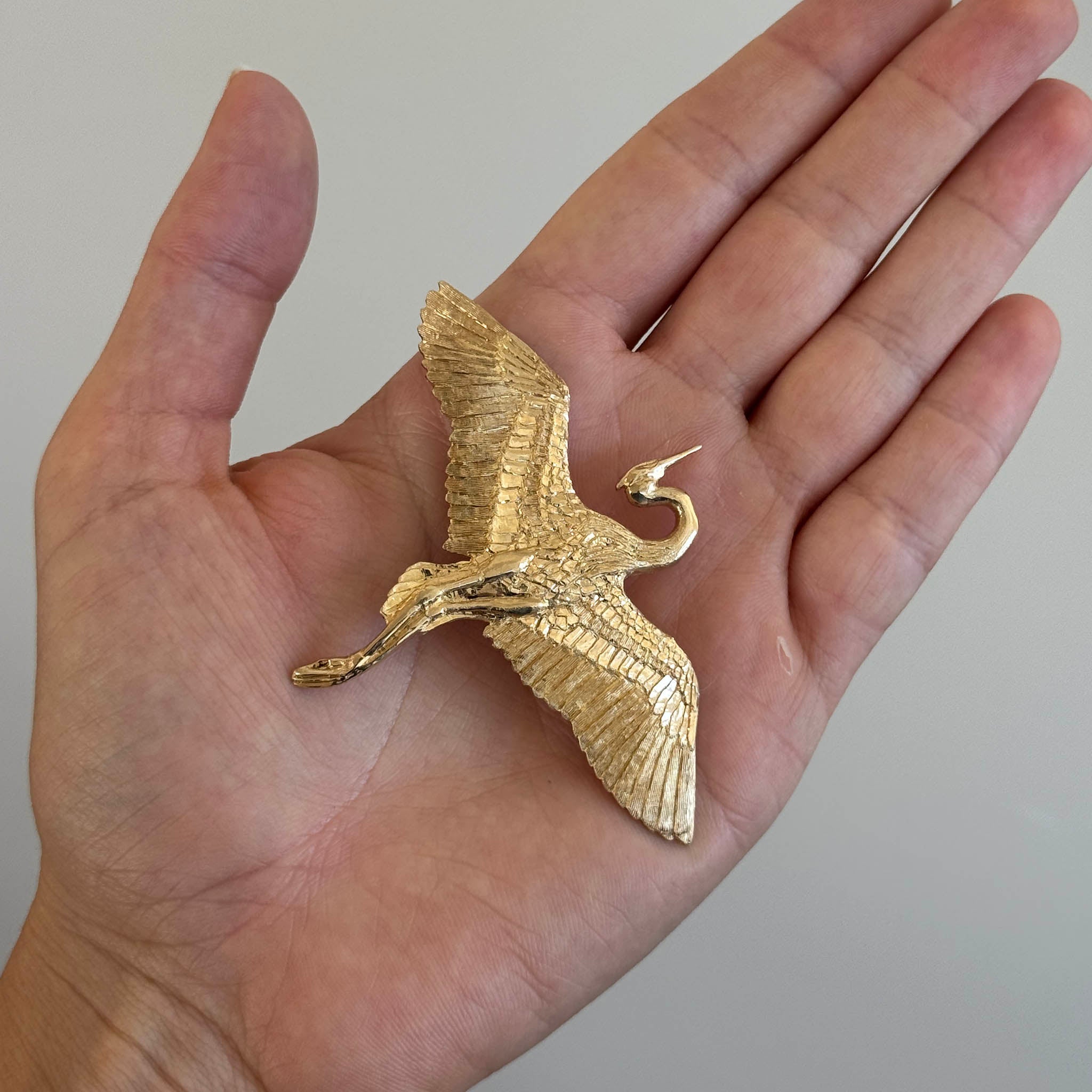 Estate 14K Yellow Gold Great Egret Pin/Pendant