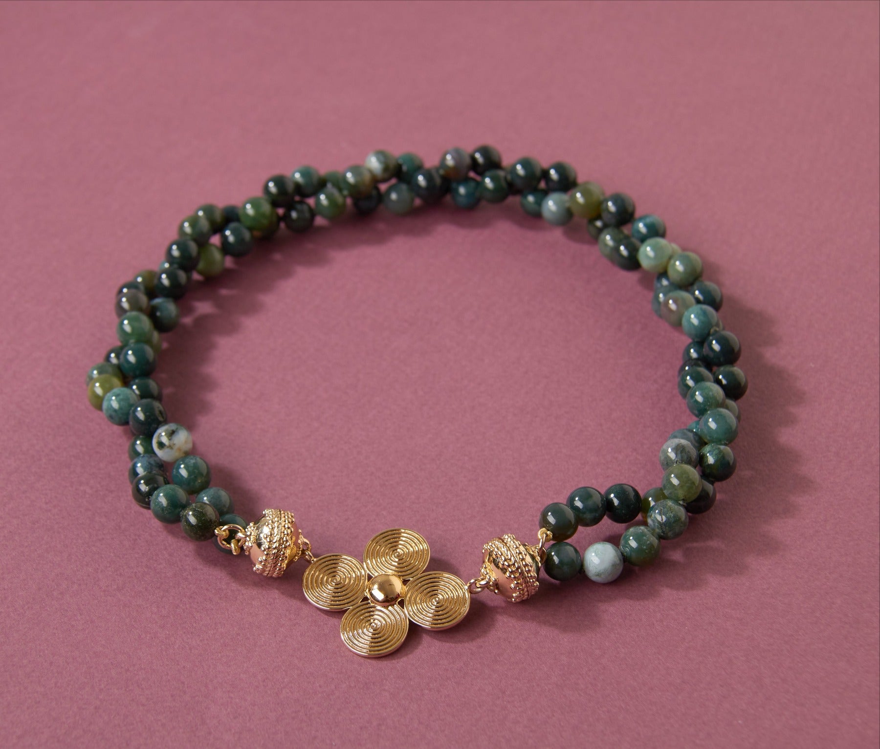 Clara Williams Victoire 8mm Moss Agate Double-Strand Necklace