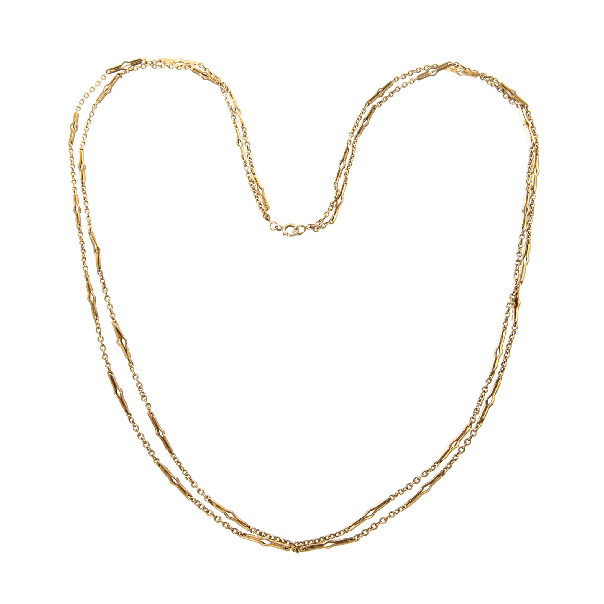 Victorian French 18K Yellow Gold Double Chain Necklace 52"
