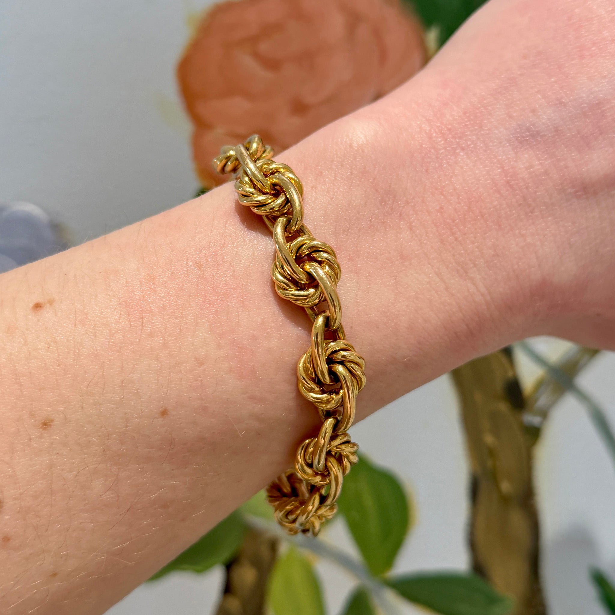 Vintage 18K Yellow Gold Knot Link Necklace/Bracelet