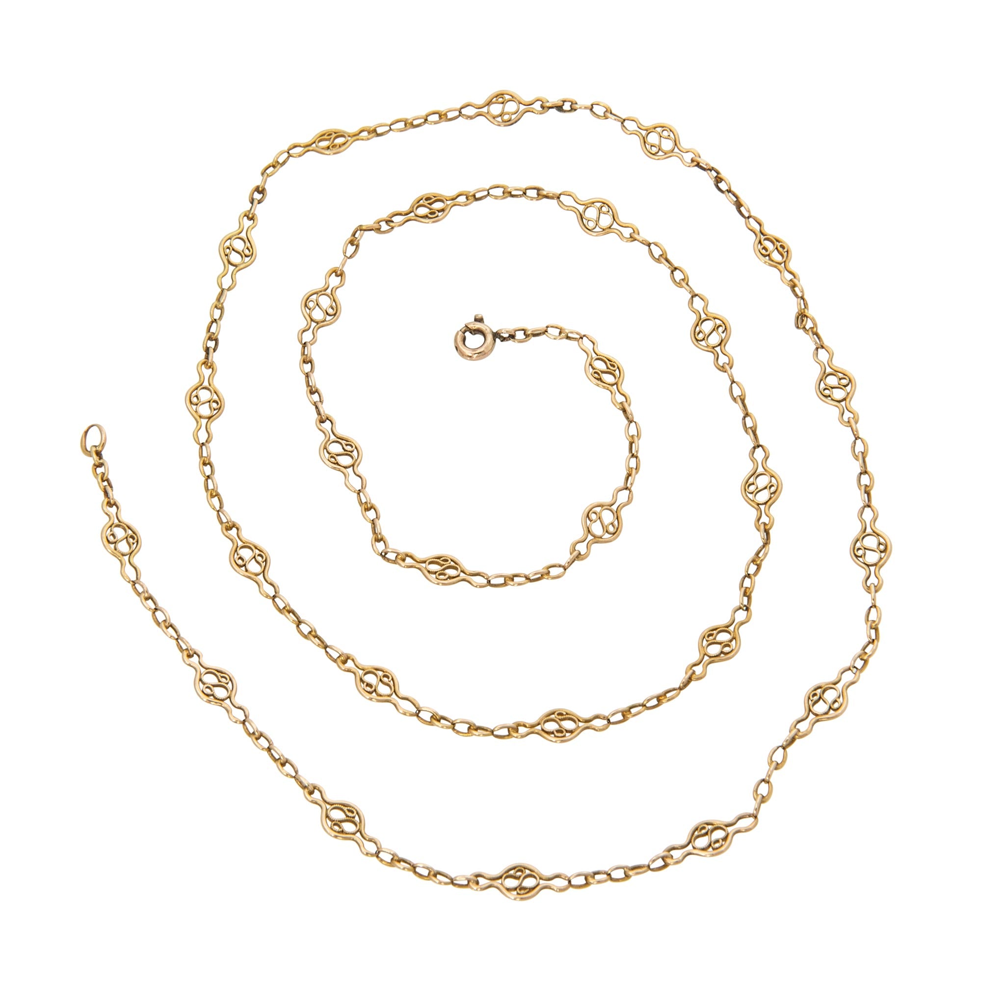 Victorian Style 18K Gold Fancy Link Chain Necklace 23"