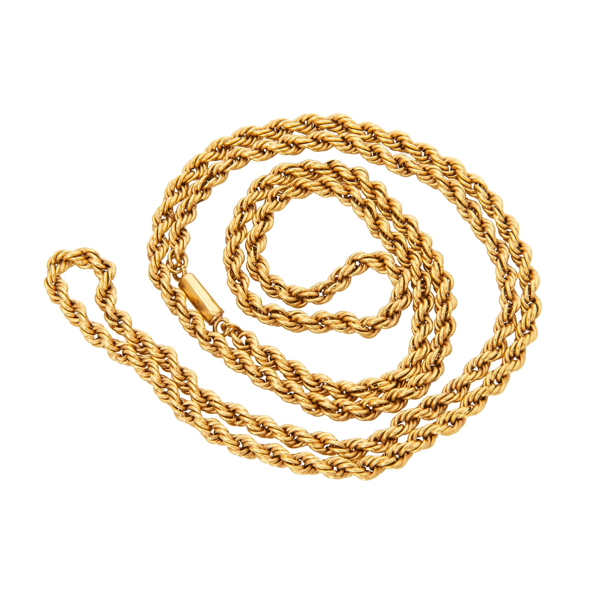 Estate 18K Yellow Gold Rope Chain Necklace 28"