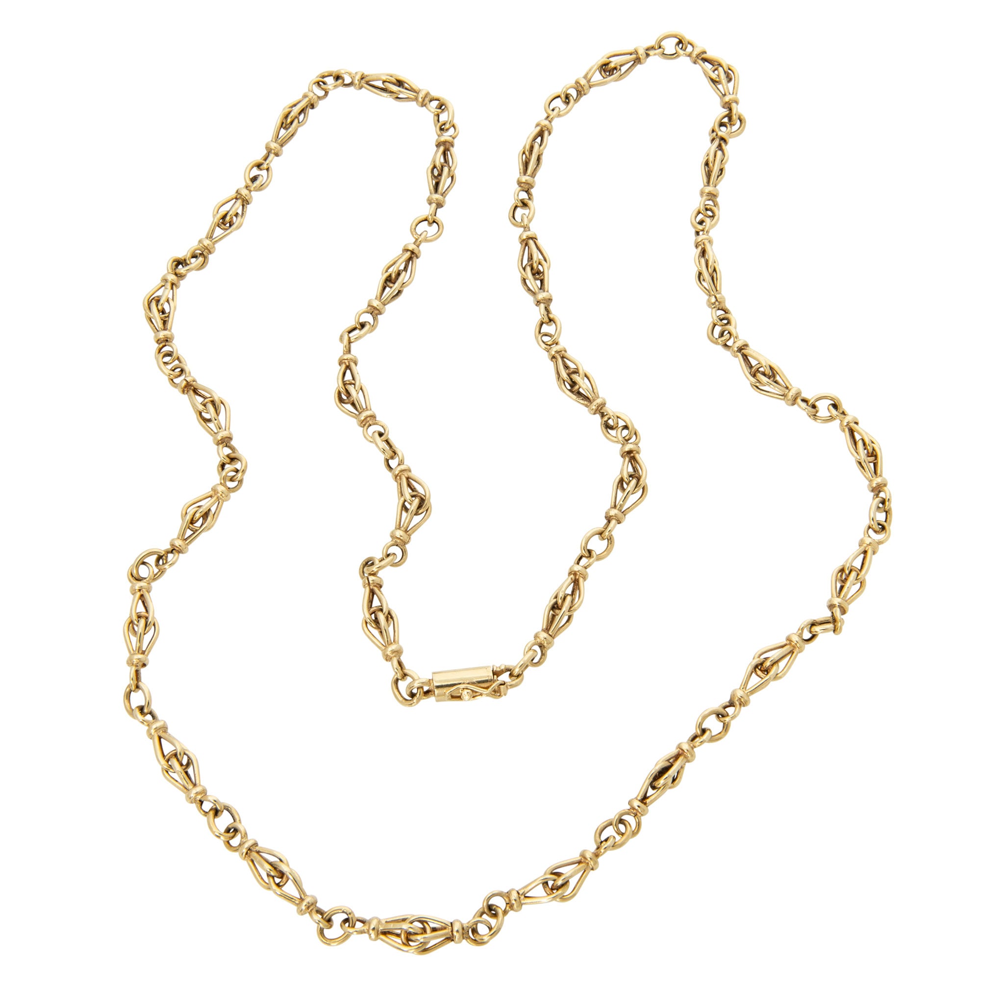 Victorian Style 14K Gold Fancy Link Chain Necklace 30"