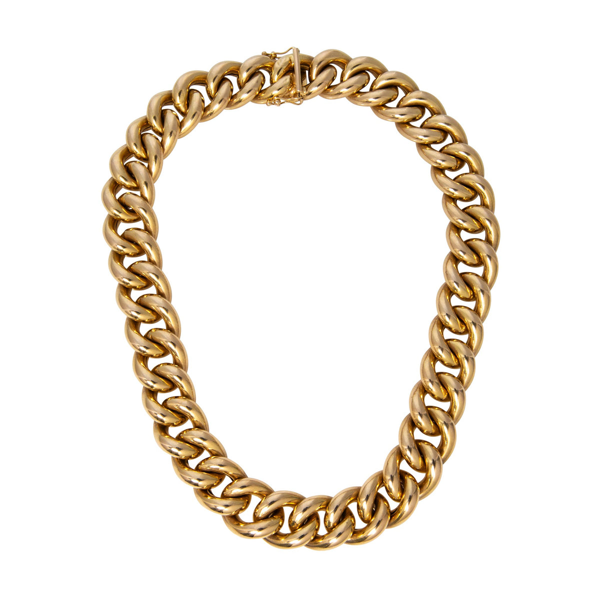 Vintage 14K Yellow Gold Chunky Curb Link Necklace 17"