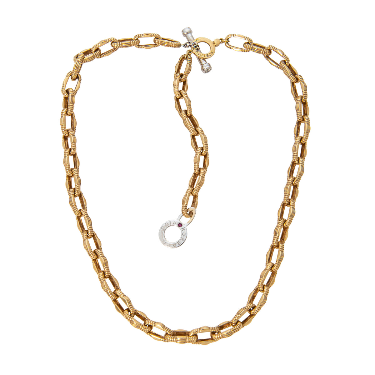 Estate Roberto Coin 18K Gold Toggle Lariat Chain Necklace