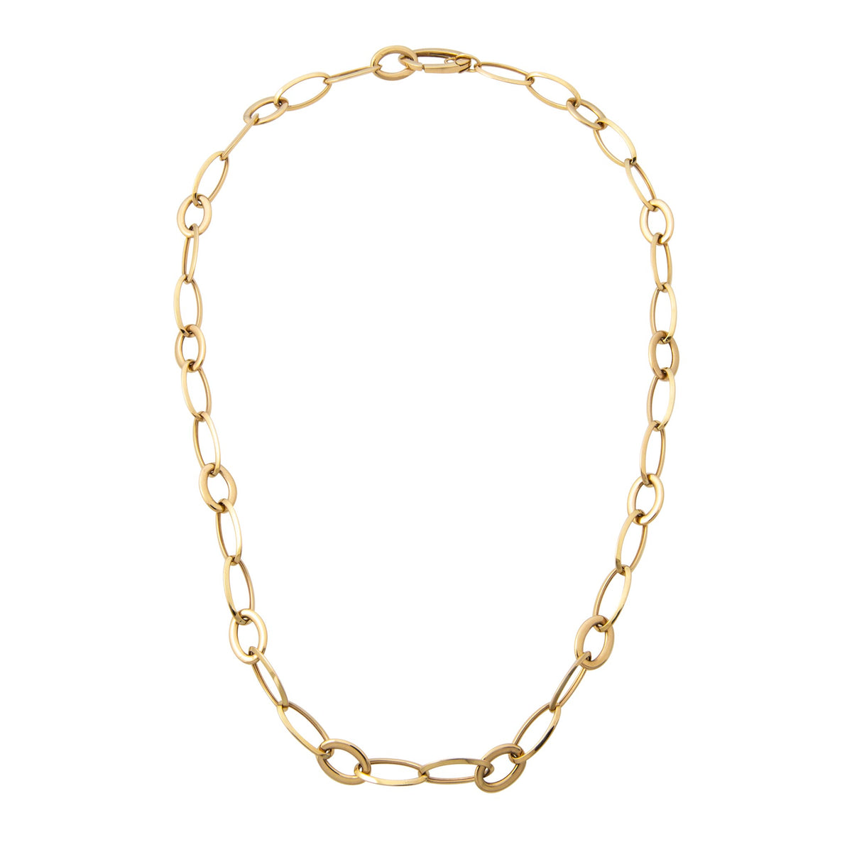 18K Yellow Gold Italian Mixed Oval Link Necklace 18"
