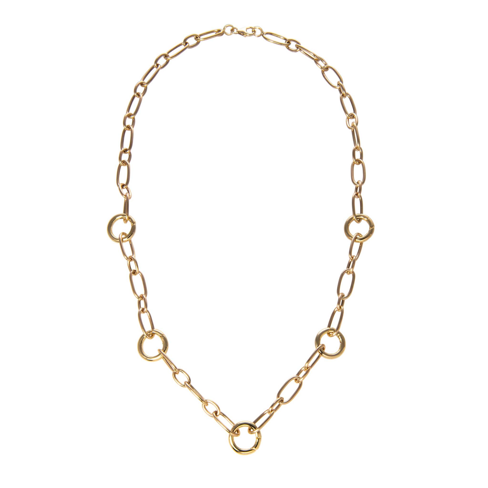 Five-Station Charm Holder Mixed Oval Link Necklace