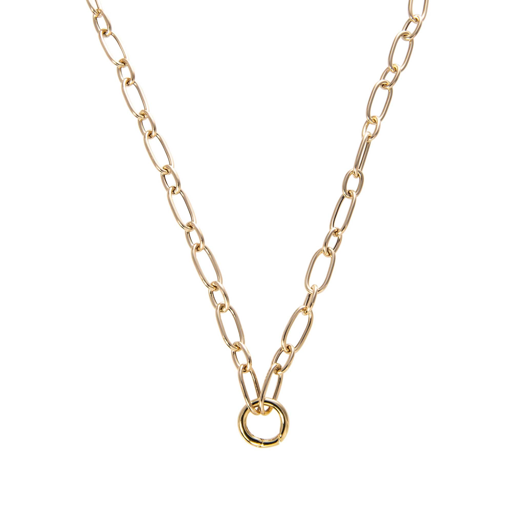 One-Station Charm Holder Mixed Oval Link Necklace
