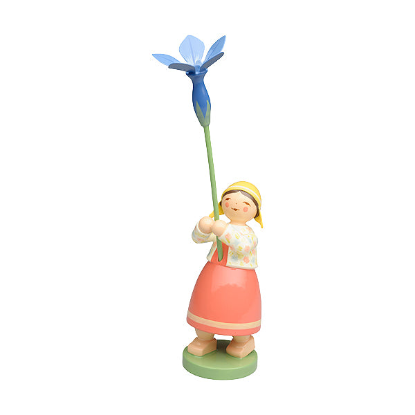 Wendt & Kuhn Girl with Spring Gentian Wooden Figurine