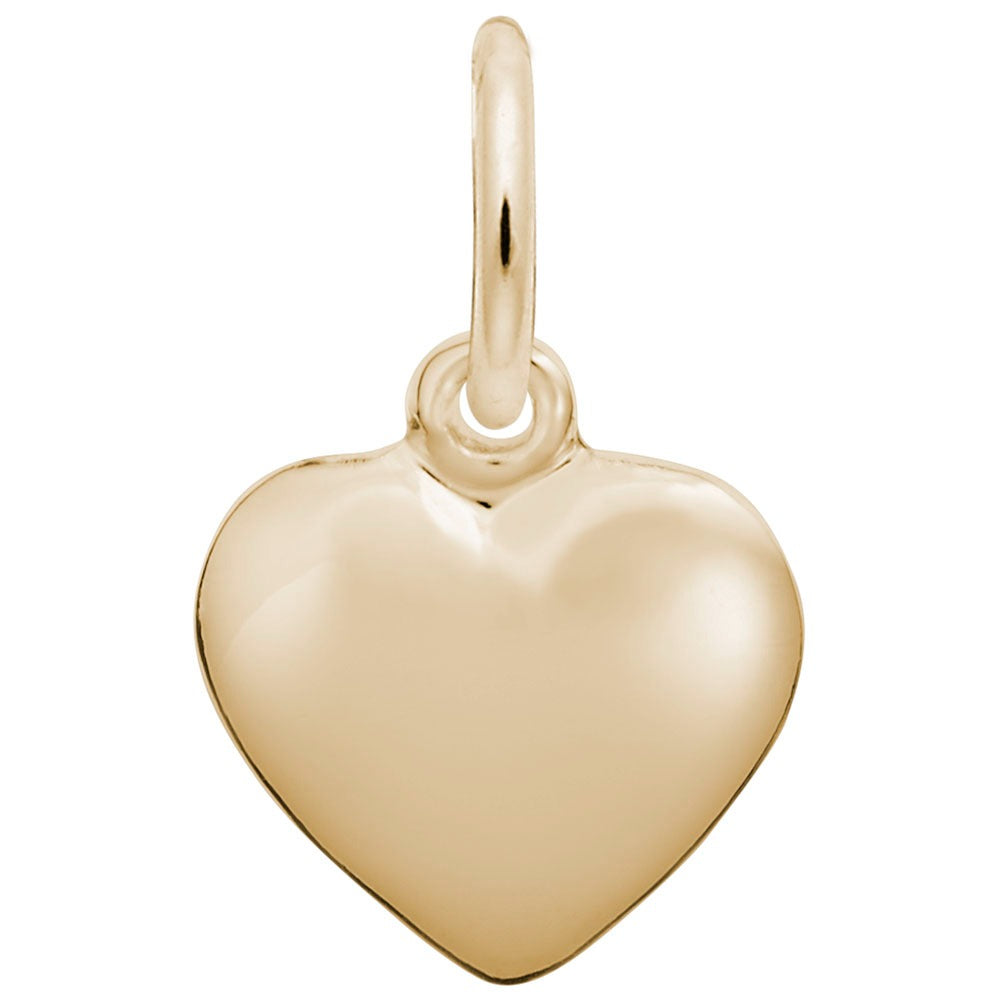 14K Yellow Gold Small Puffy Heart Charm