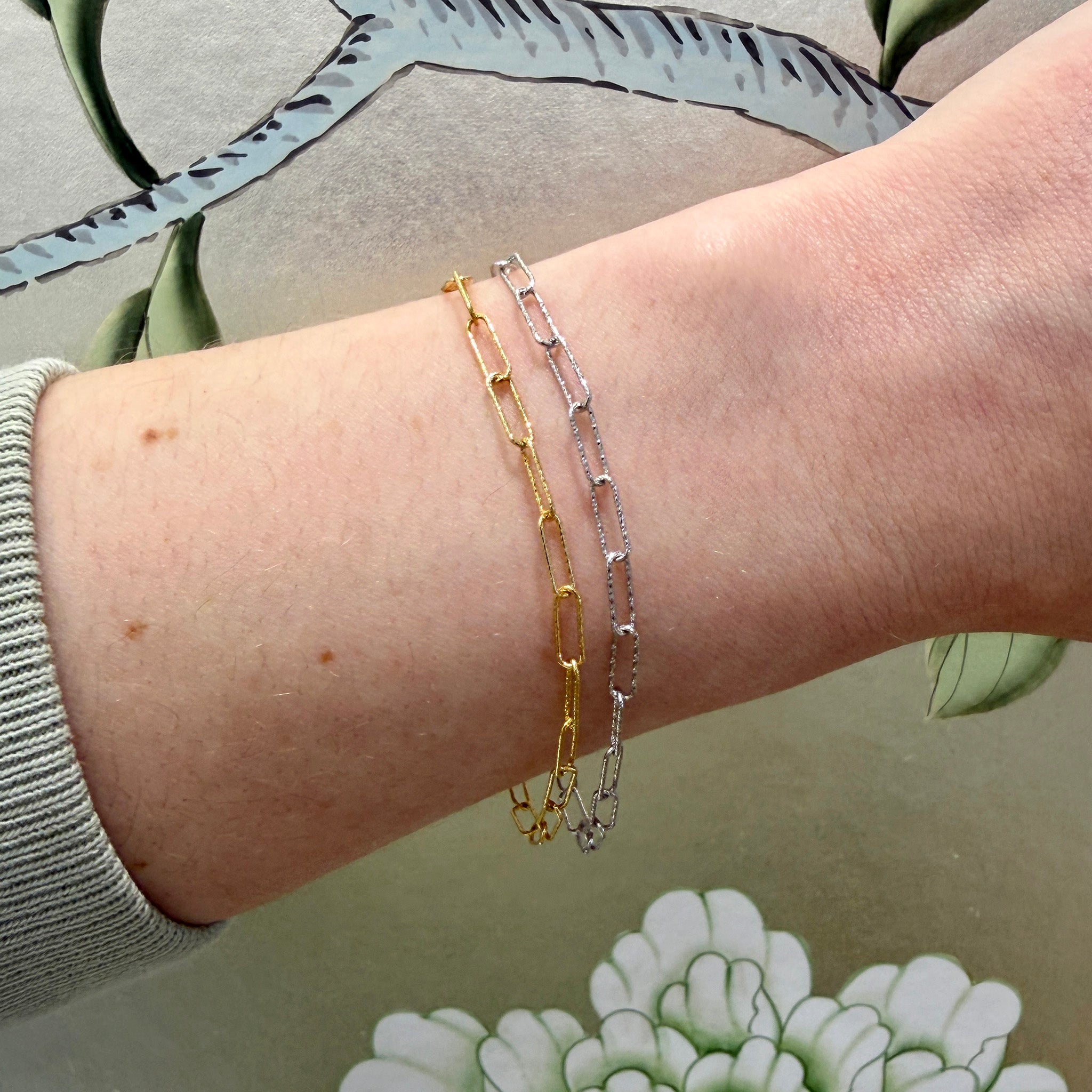 Charles Garnier Plated Diamond-Cut 3mm Paperclip Chain Bracelet