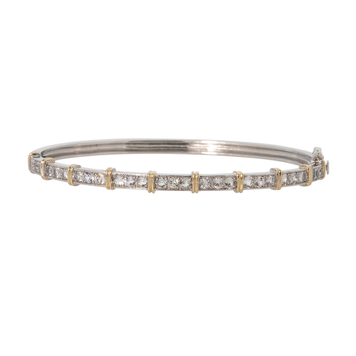 White Sapphire 14K Gold & Sterling Silver Bangle