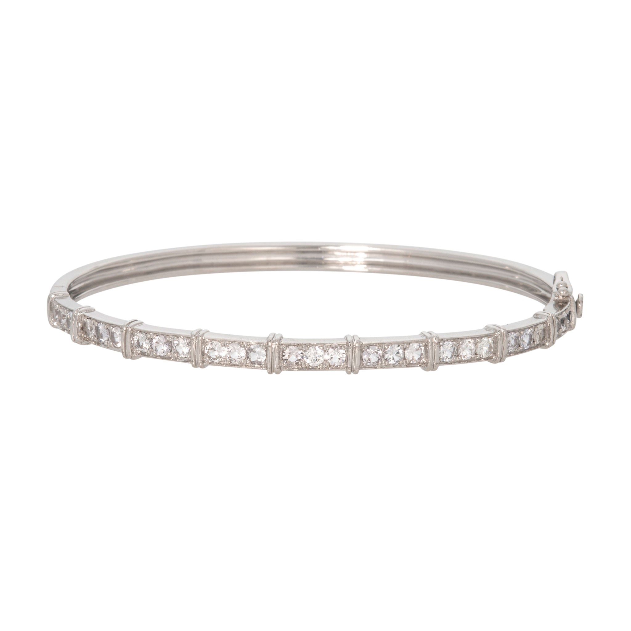 White Sapphire Sterling Silver Bangle
