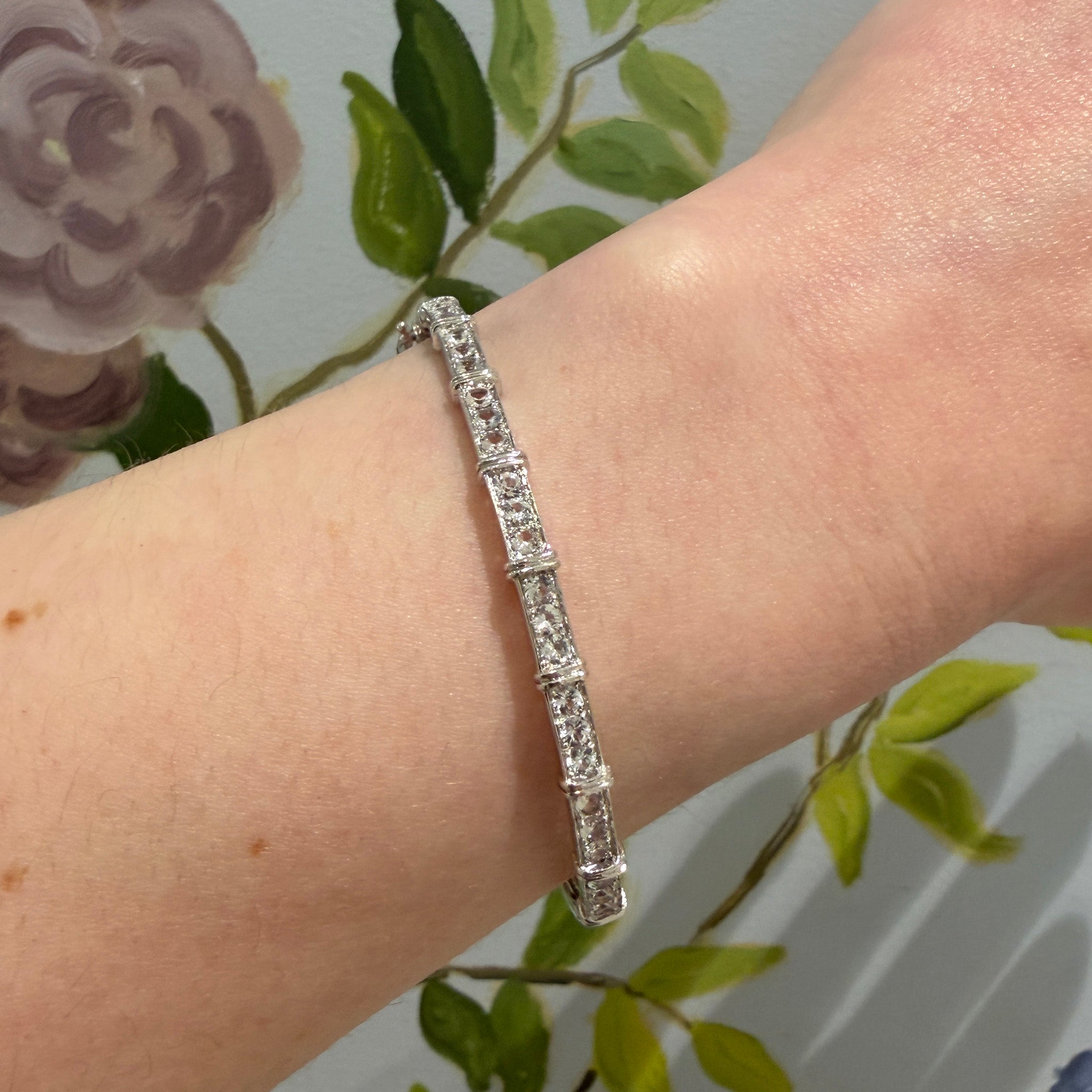 White Sapphire Sterling Silver Bangle