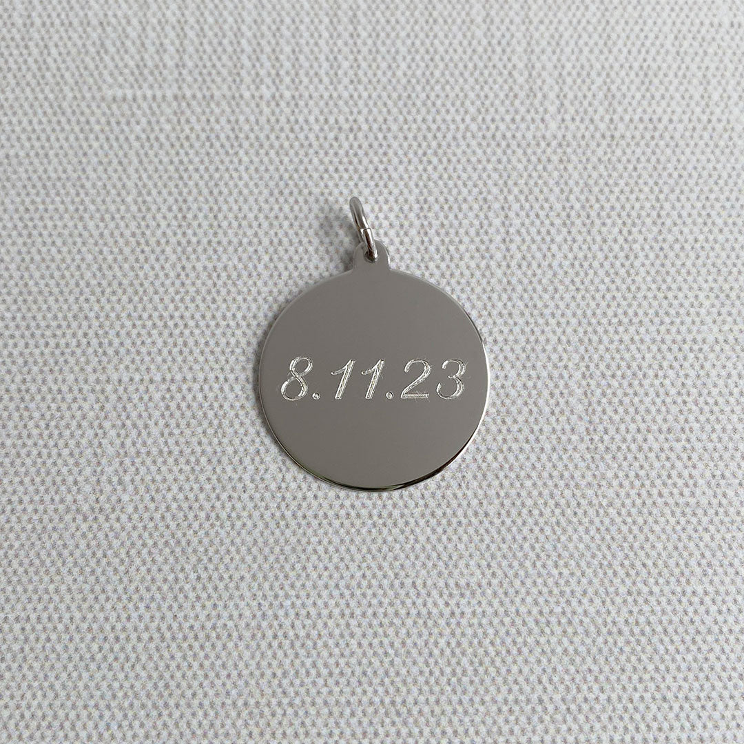 Sterling Silver Small Round Disc Charm with machine engraving