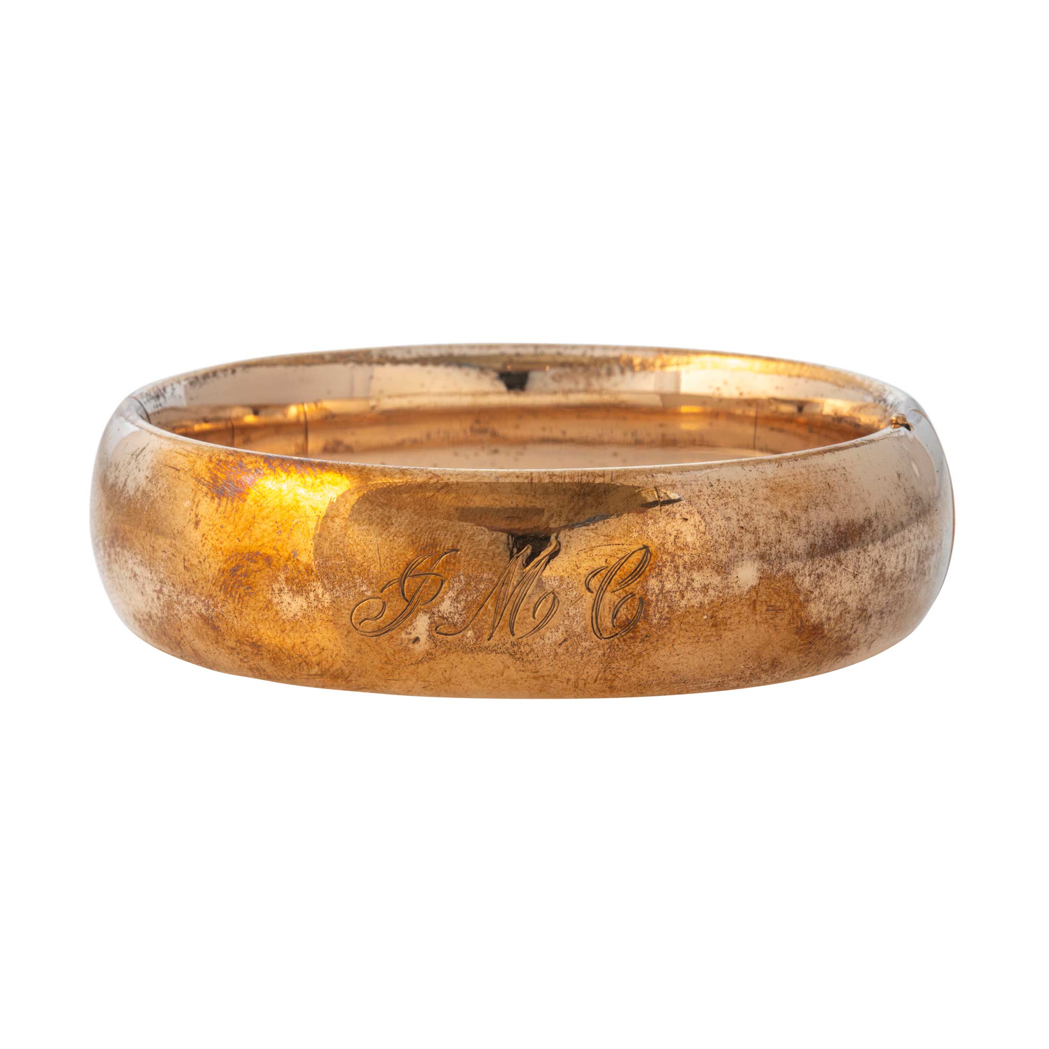 Vintage Floral Gold-Filled Wide Bangle