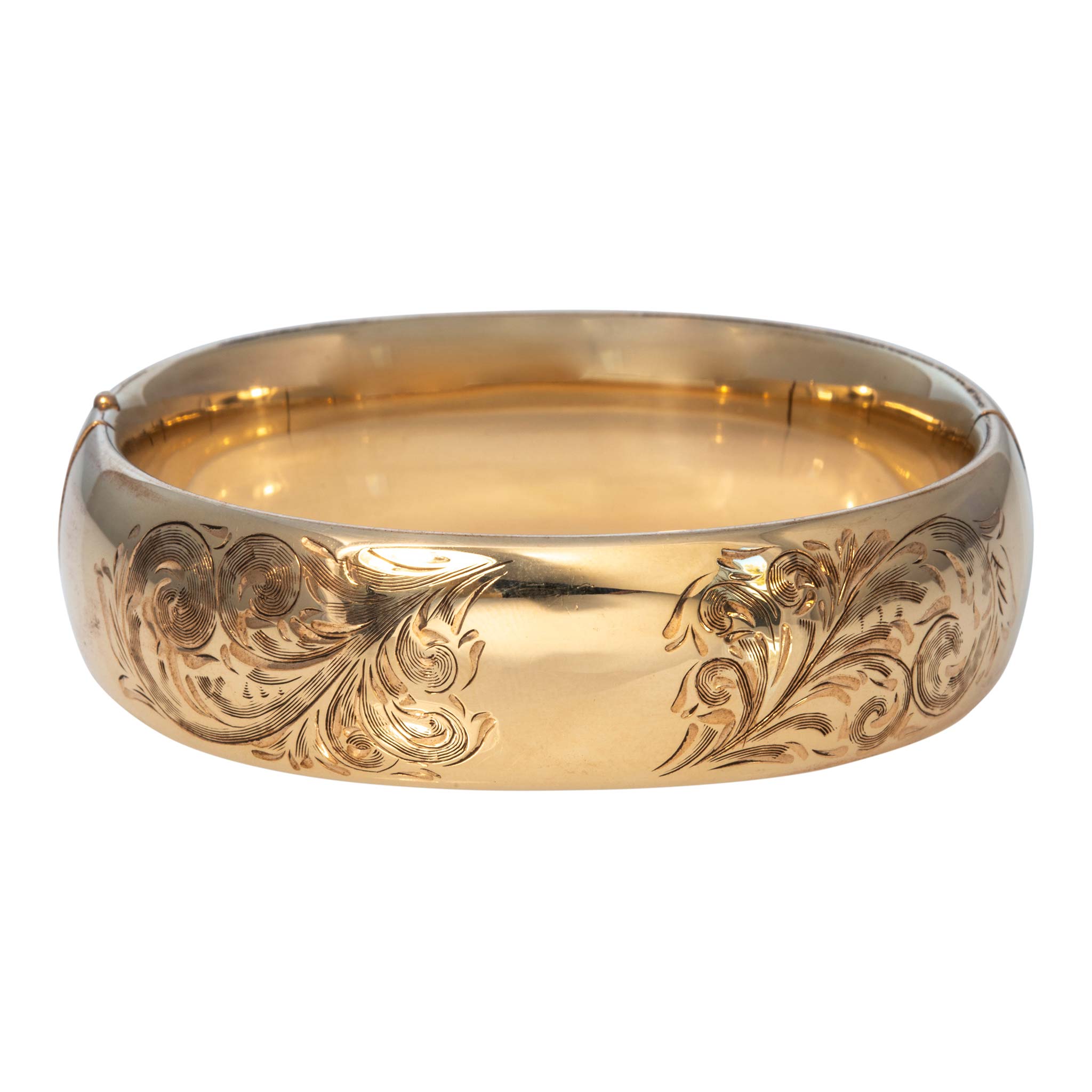 Vintage Scroll Engraved Gold-Filled Bangle