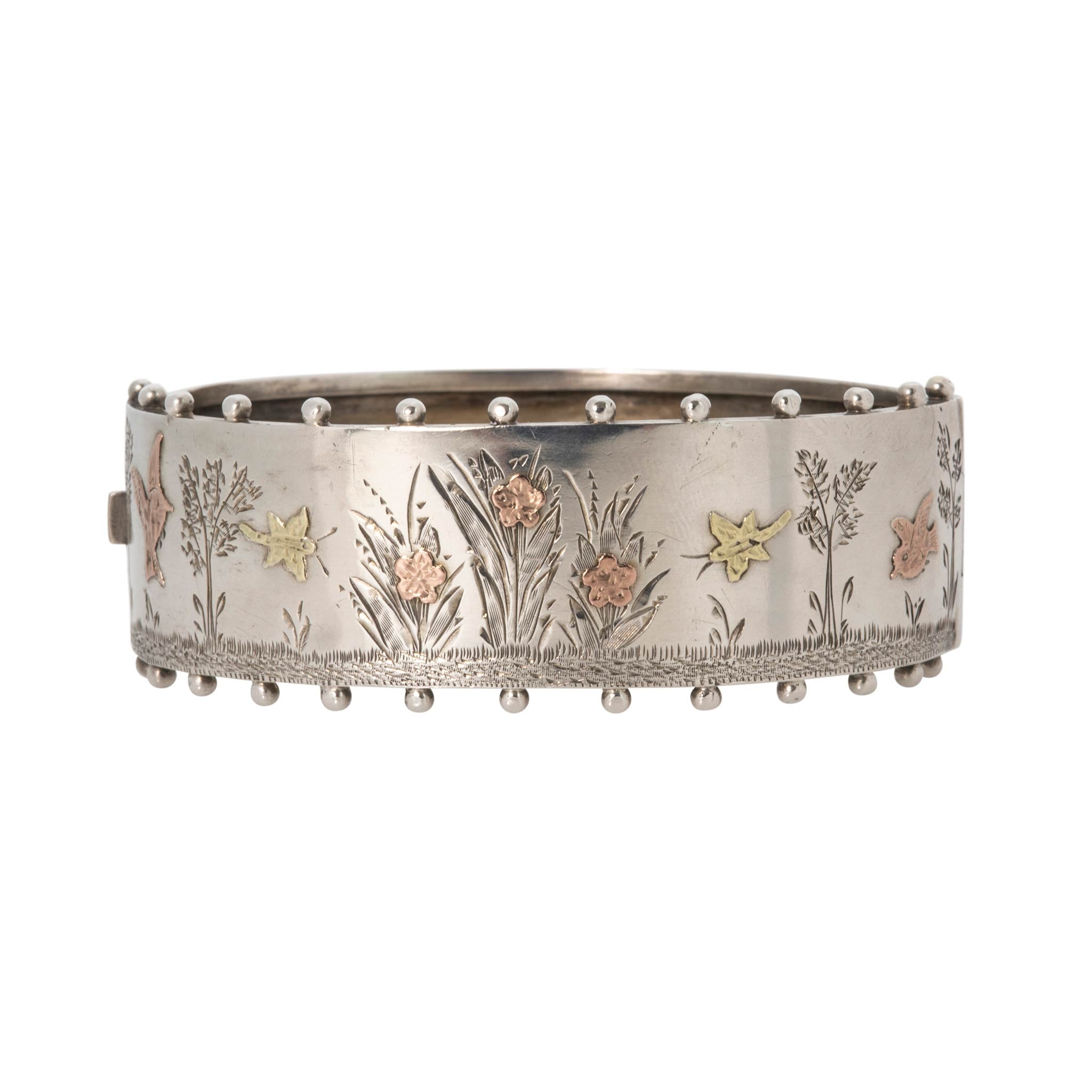 Victorian Gold Overlay Sterling Silver Bangle