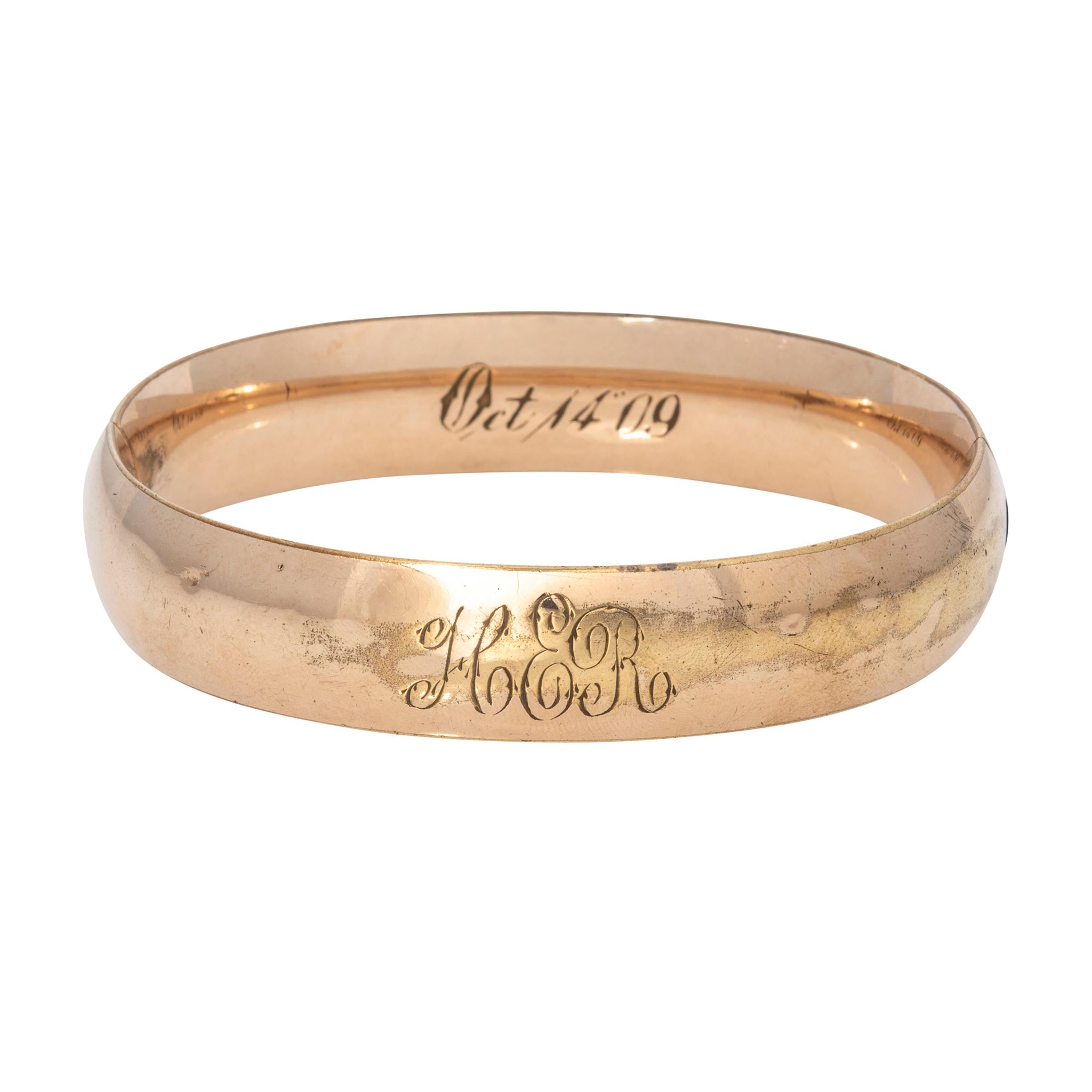 Vintage Engraved Floral & Scroll Pattern Gold-Filled Bangle
