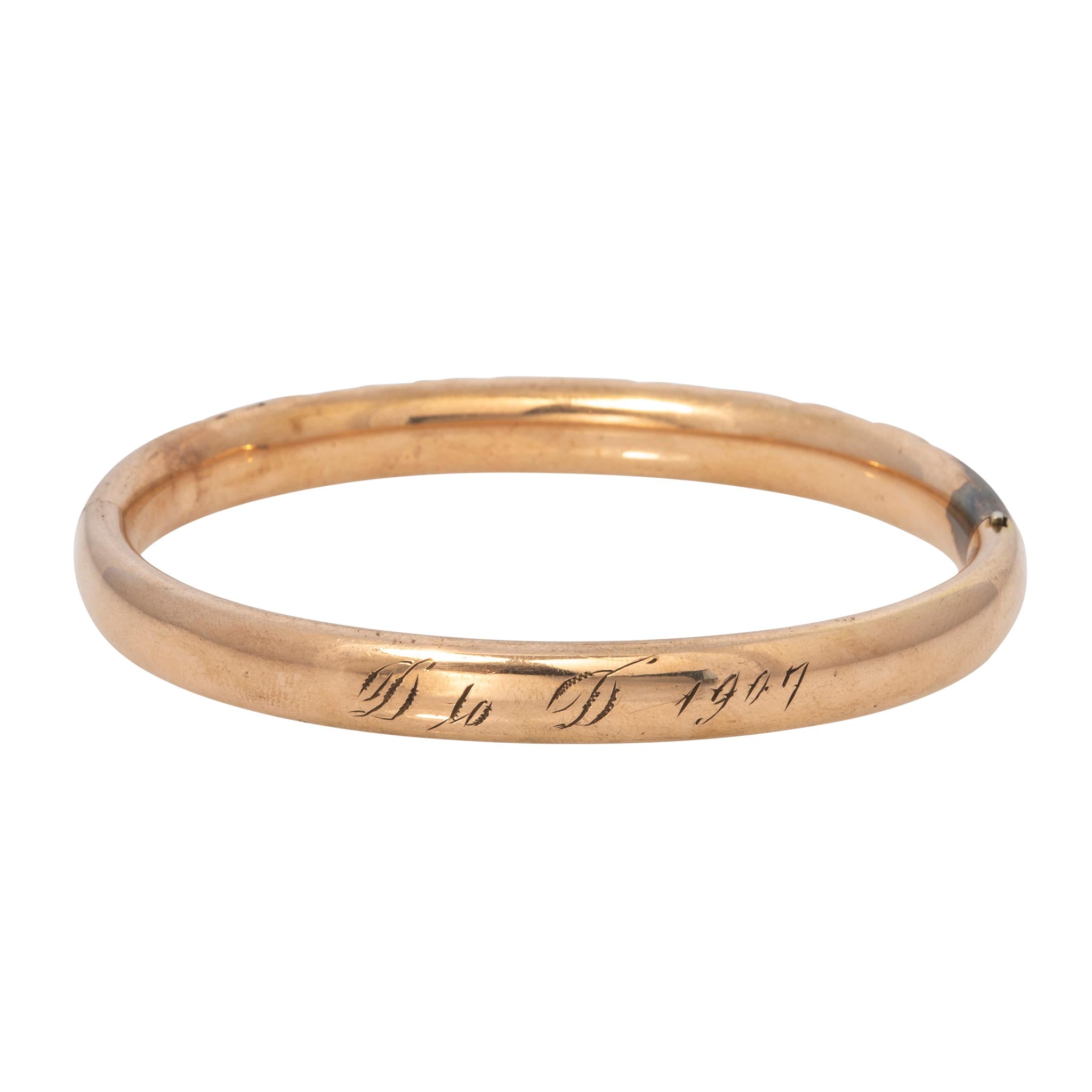 Vintage Engraved Scroll Pattern Gold-Filled Bangle