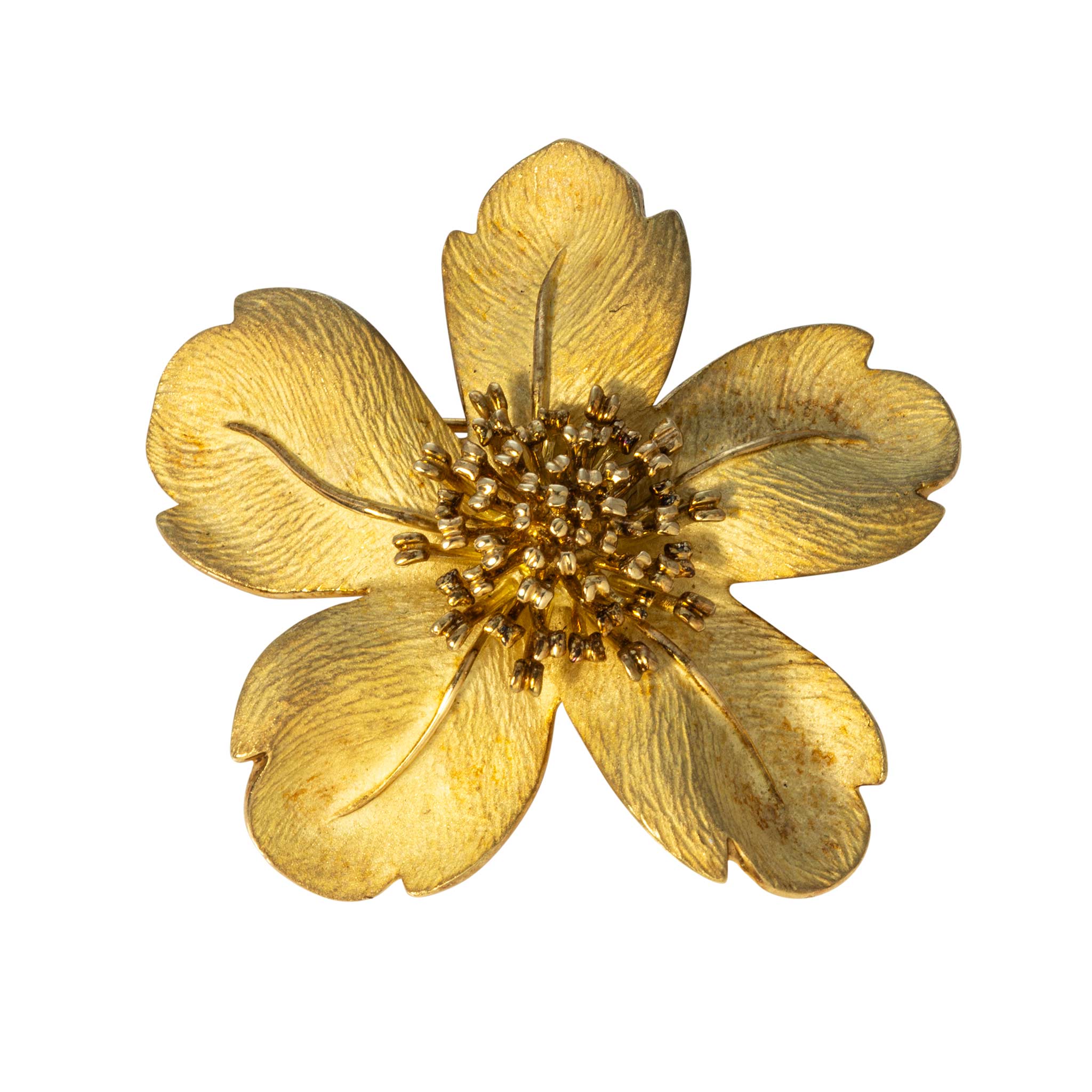 Estate Tiffany & Co 18K Gold Dogwood Flower Brooch