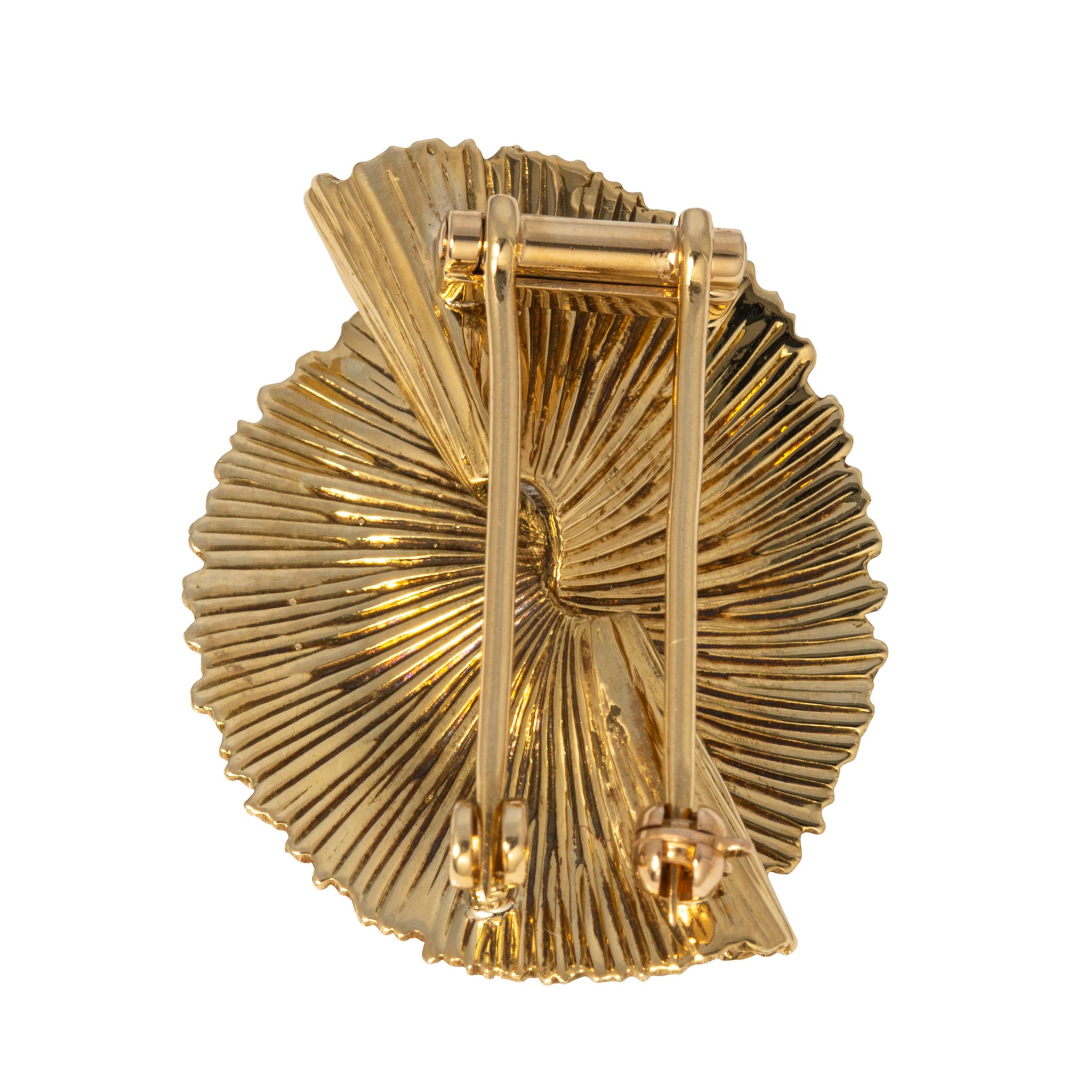 Estate Diamond 18K Yellow Gold Leaf Brooch