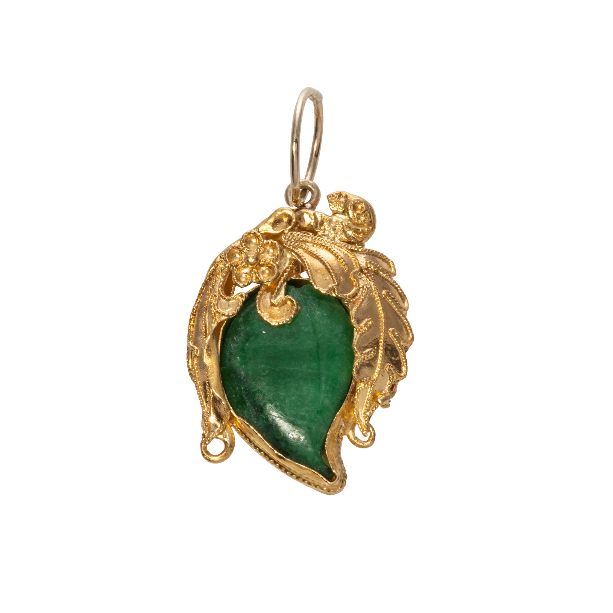 Art Nouveau Jadeite 18K Gold Charm