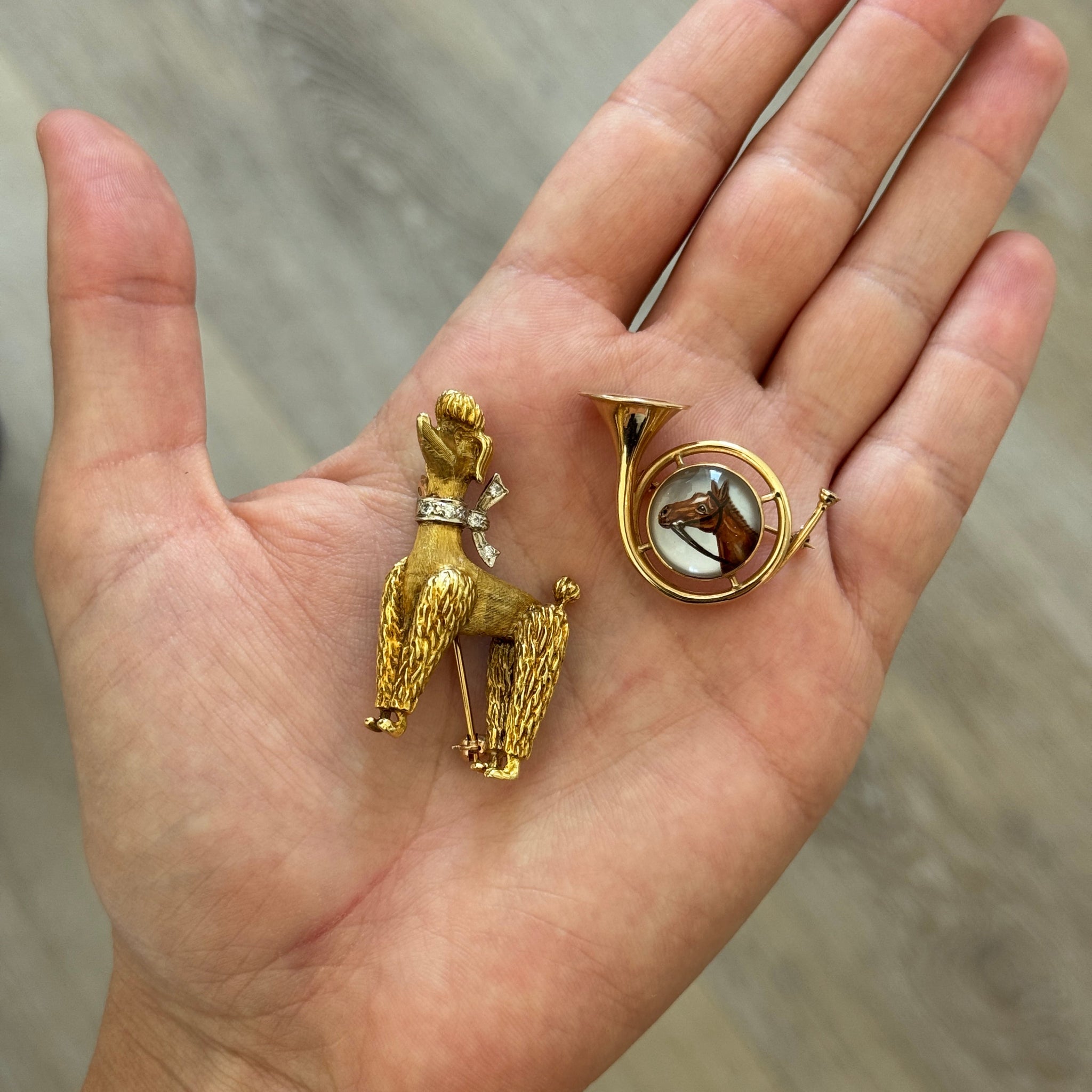 Vintage Diamond Collar 18K Gold Fancy Poodle Brooch