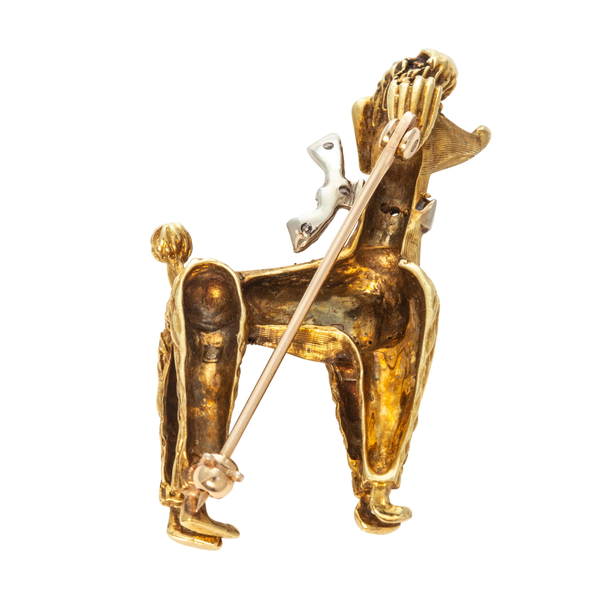 Vintage Diamond Collar 18K Gold Fancy Poodle Brooch