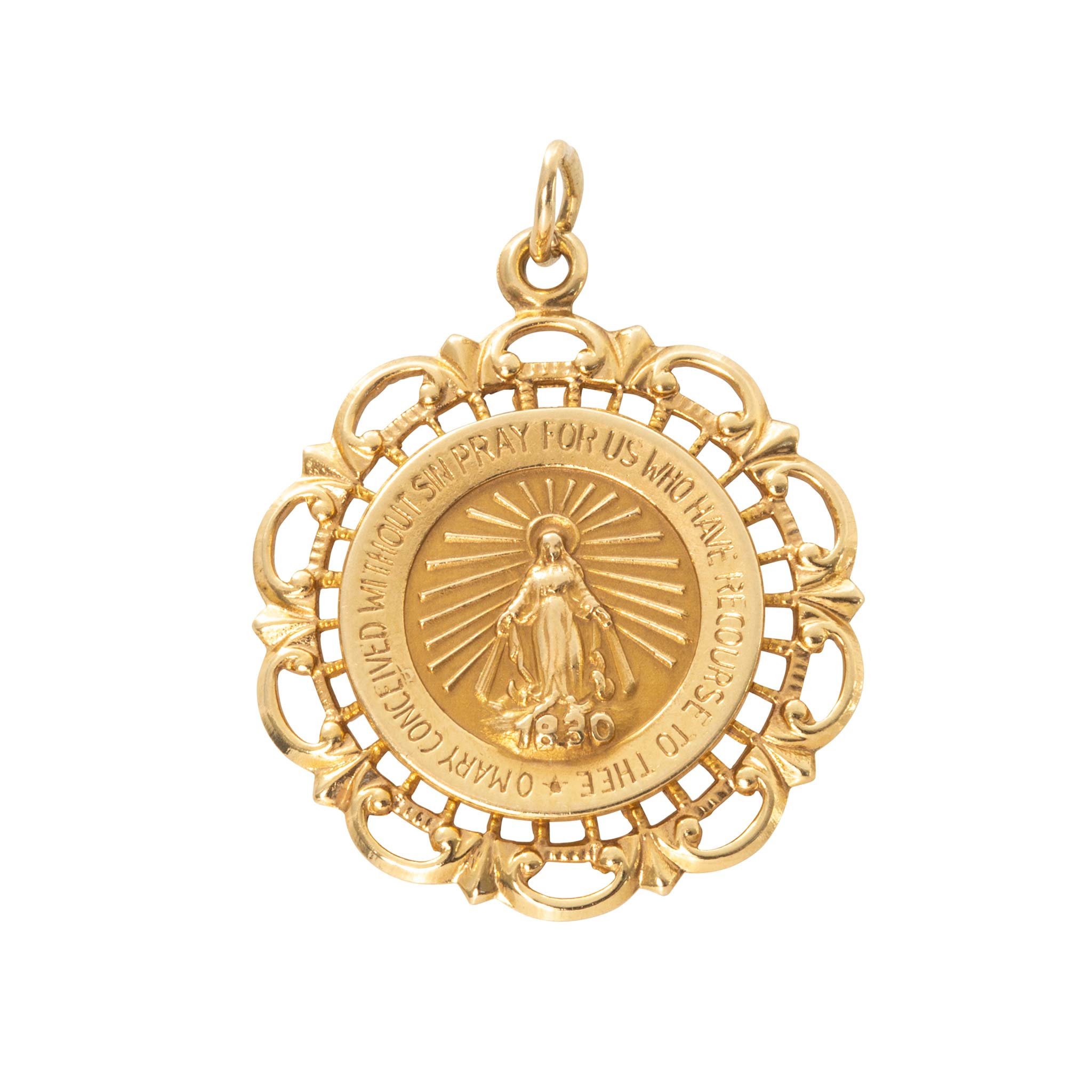 Estate 14K Gold Miraculous Medal Charm