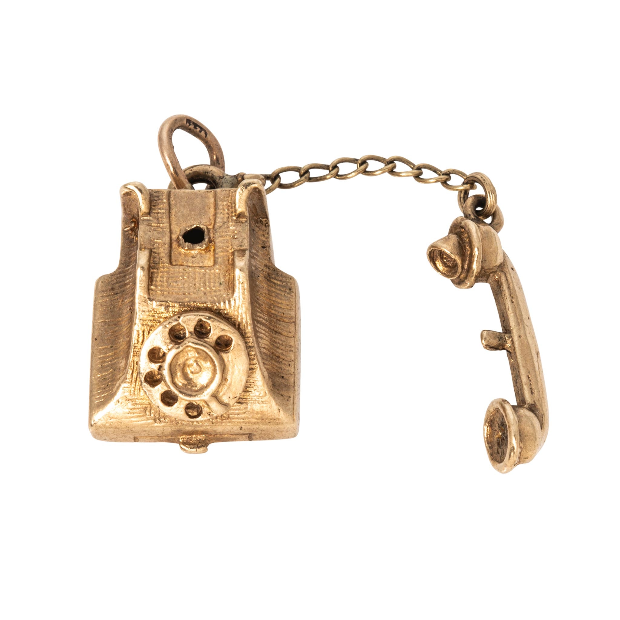 Vintage 9K Gold Rotary Telephone Charm