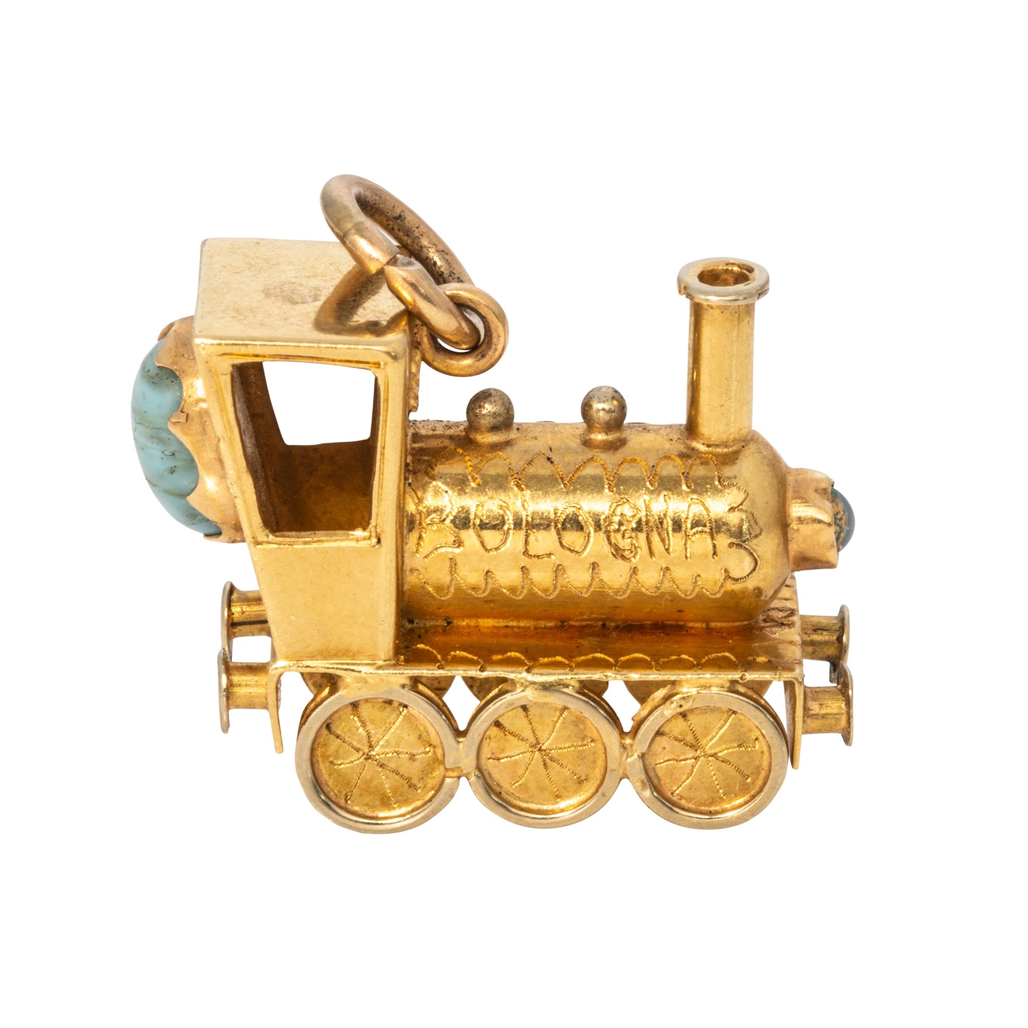 Vintage 18K Gold Multi-Stone Italian Locomotive Charm