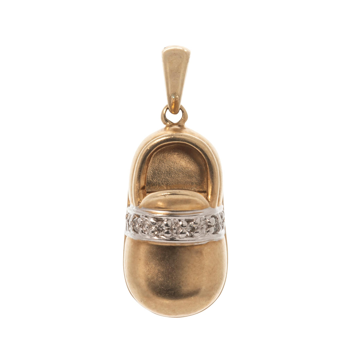 Vintage Diamond 14K Gold Baby Shoe Charm