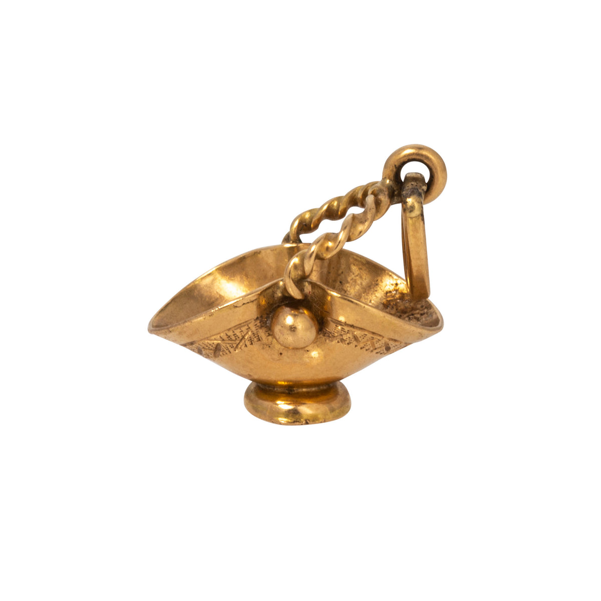 Vintage 18K Gold Basket Charm
