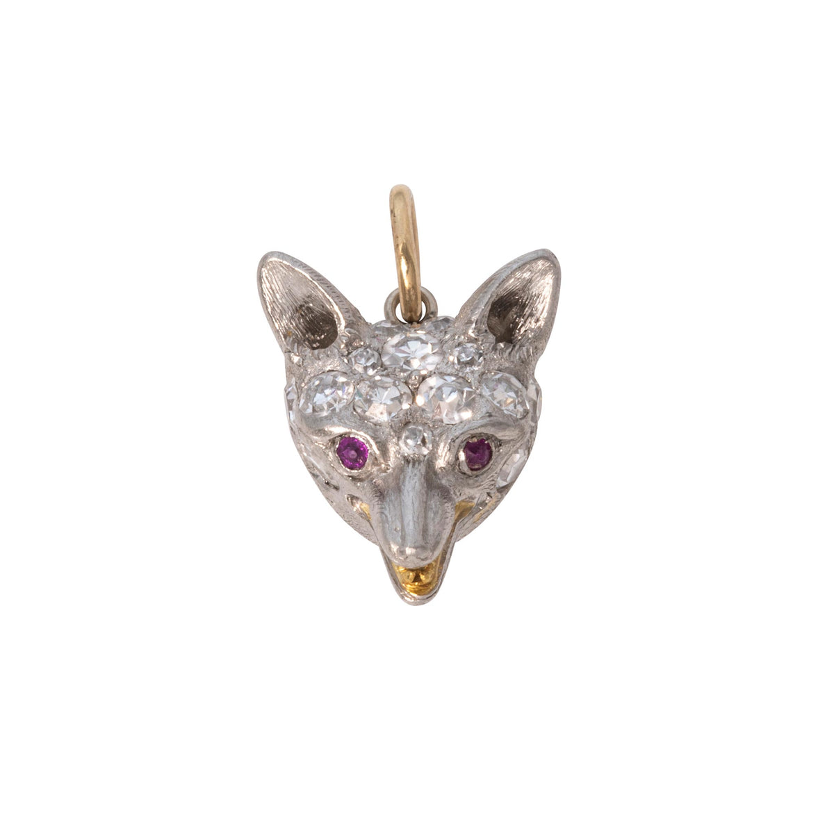 Victorian Style Diamond Platinum Fox Head Charm